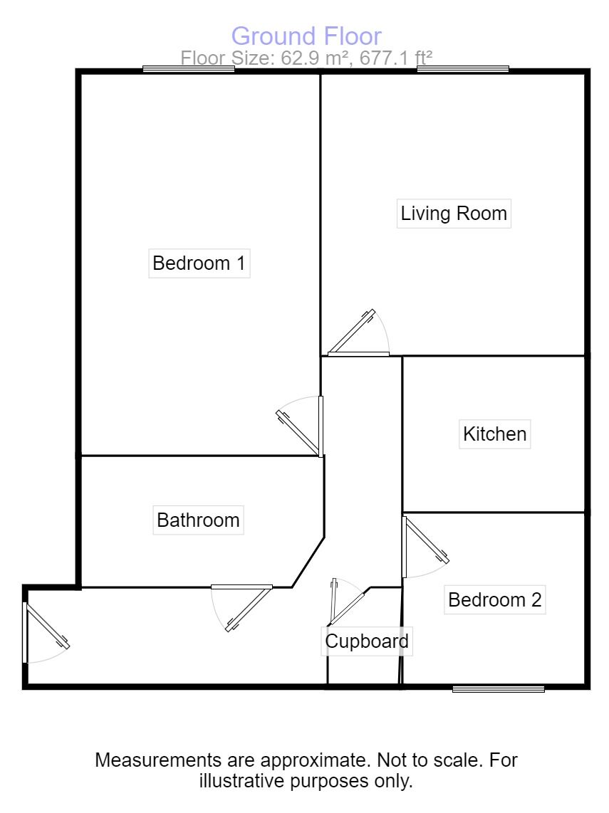 Floorplan of 2 bedroom  Flat for sale, Common Road, Evesham, Worcestershire, WR11