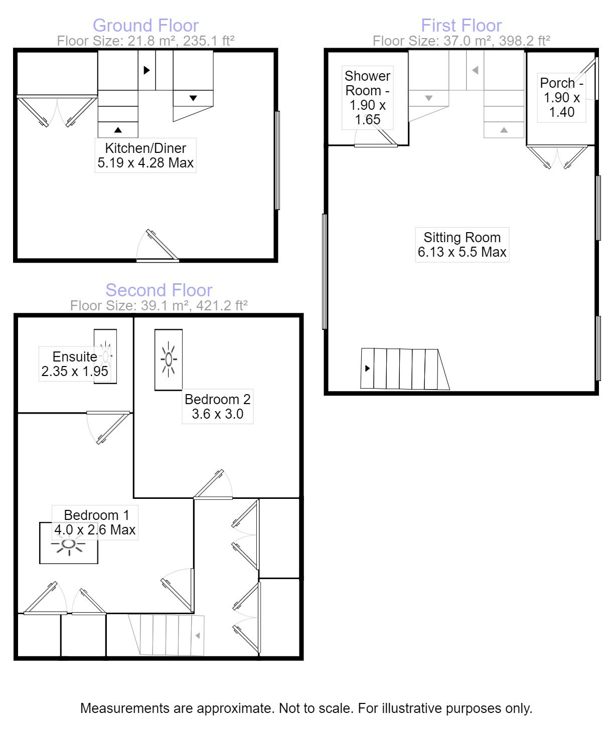 Floorplan of 2 bedroom Mid Terrace House for sale, Coopers Lane, Evesham, Worcestershire, WR11