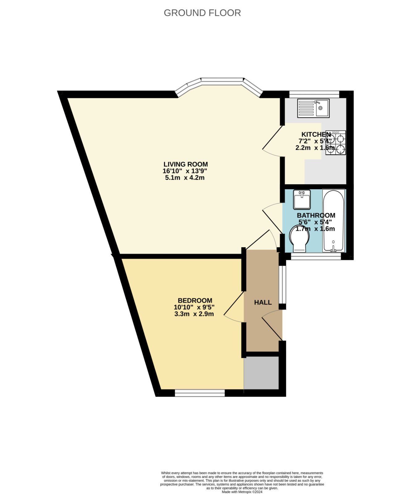 Floorplan of 1 bedroom  Bungalow for sale, Greenhill, Evesham, Worcestershire, WR11