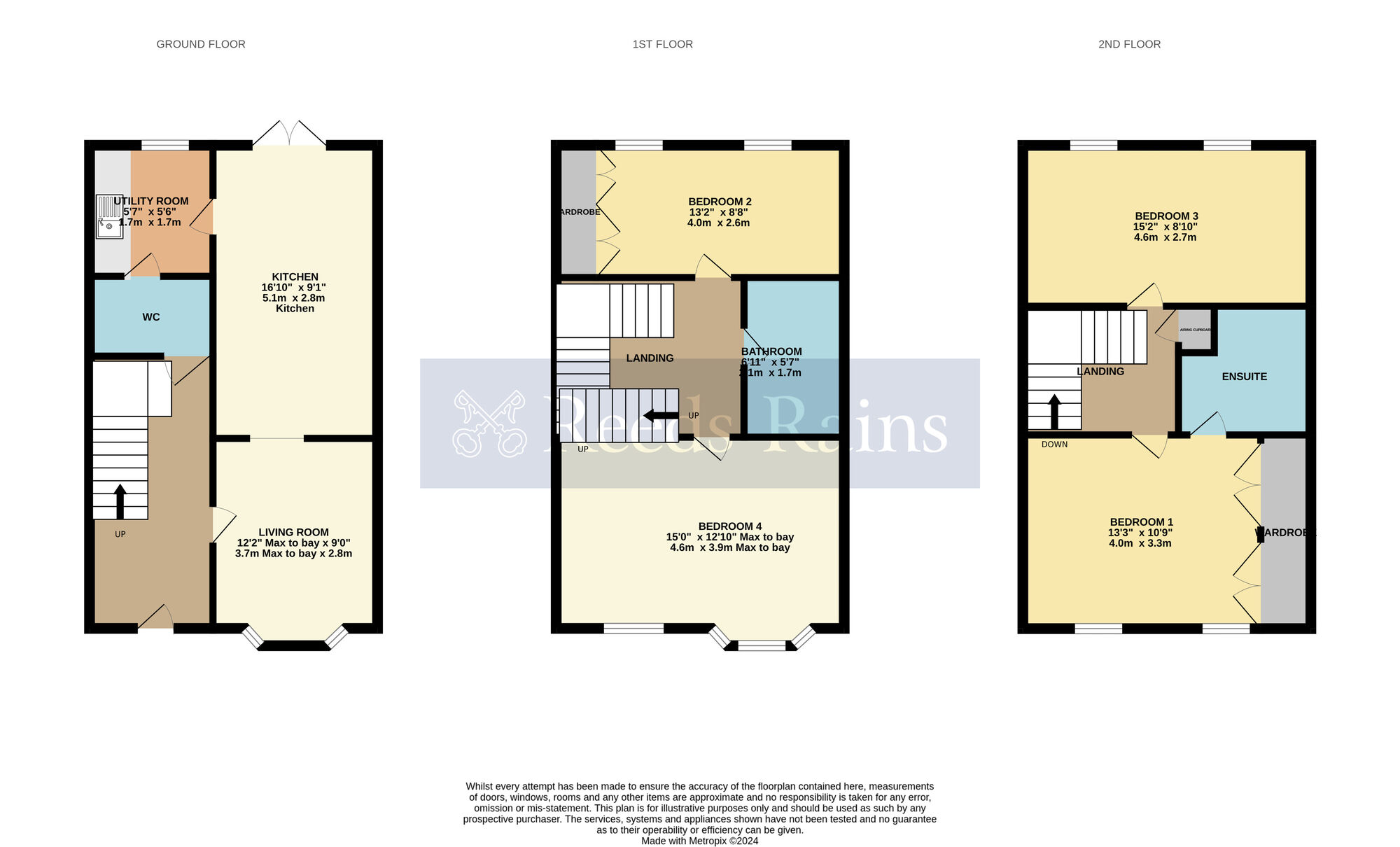 Floorplan of 4 bedroom End Terrace House for sale, Wood End, Evesham, Worcestershire, WR11