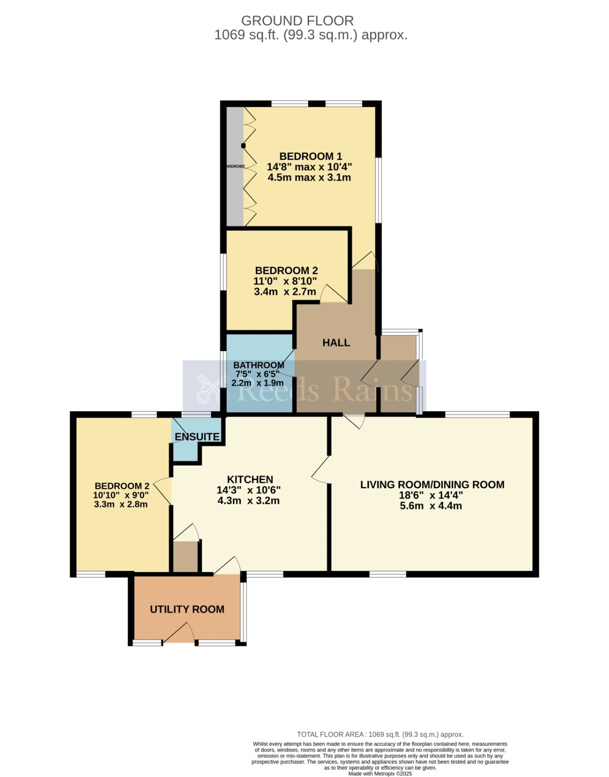 Floorplan of 3 bedroom Semi Detached Bungalow for sale, Worcester Road, Chadbury, Worcestershire, WR11