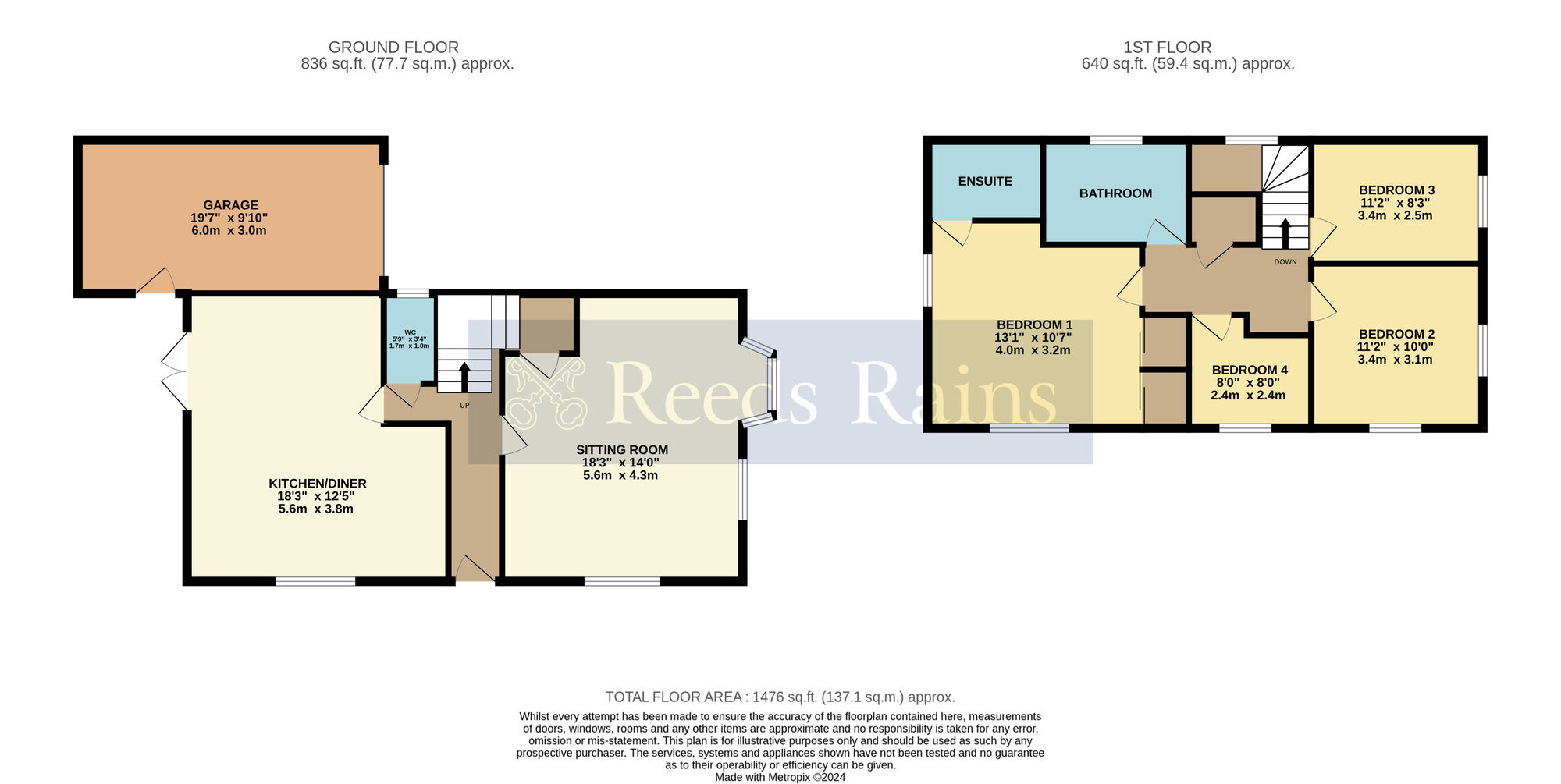 Floorplan of 4 bedroom Detached House for sale, Crump Way, Evesham, Worcestershire, WR11