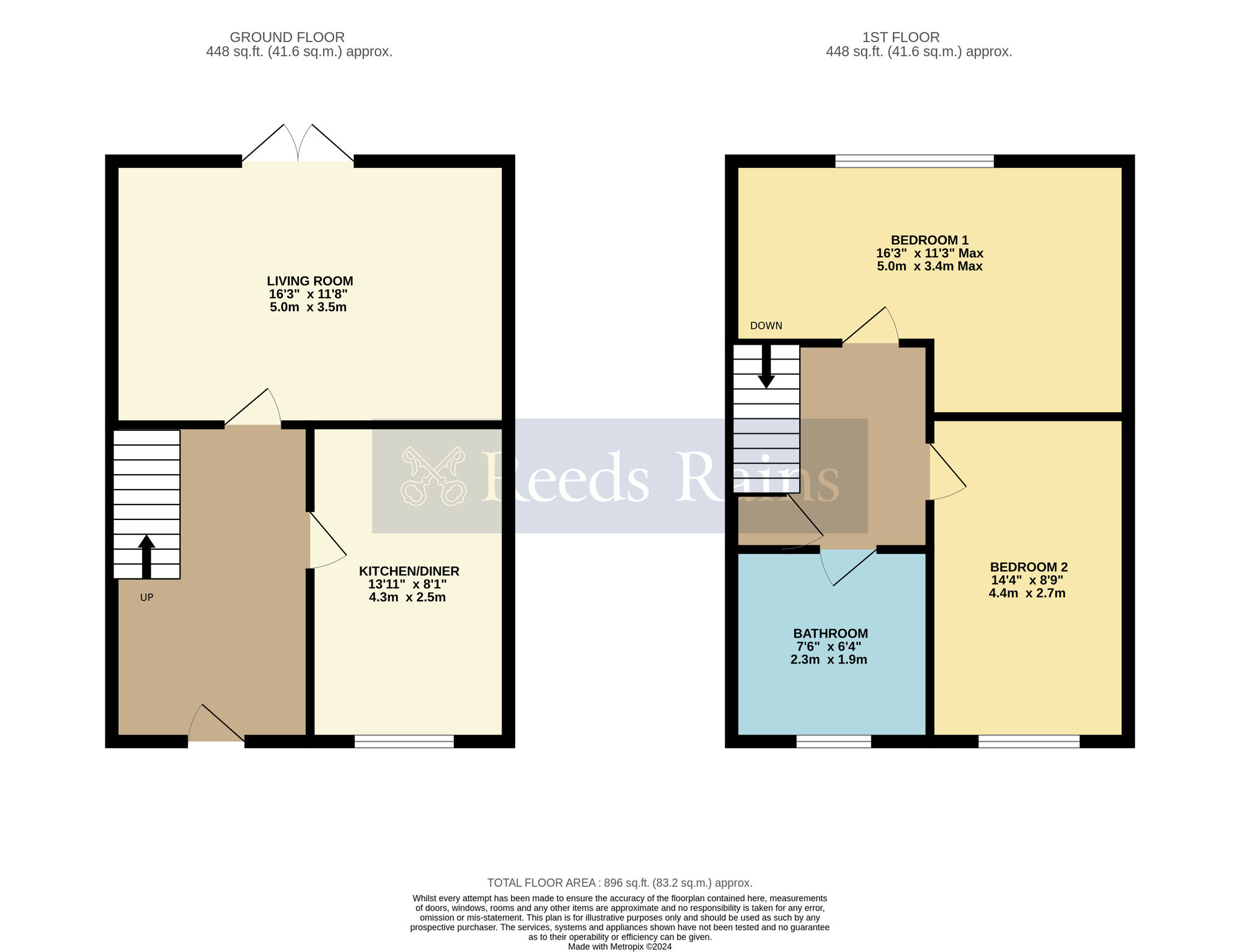 Floorplan of 2 bedroom Mid Terrace House for sale, Maybush Gardens, Badsey, Worcestershire, WR11