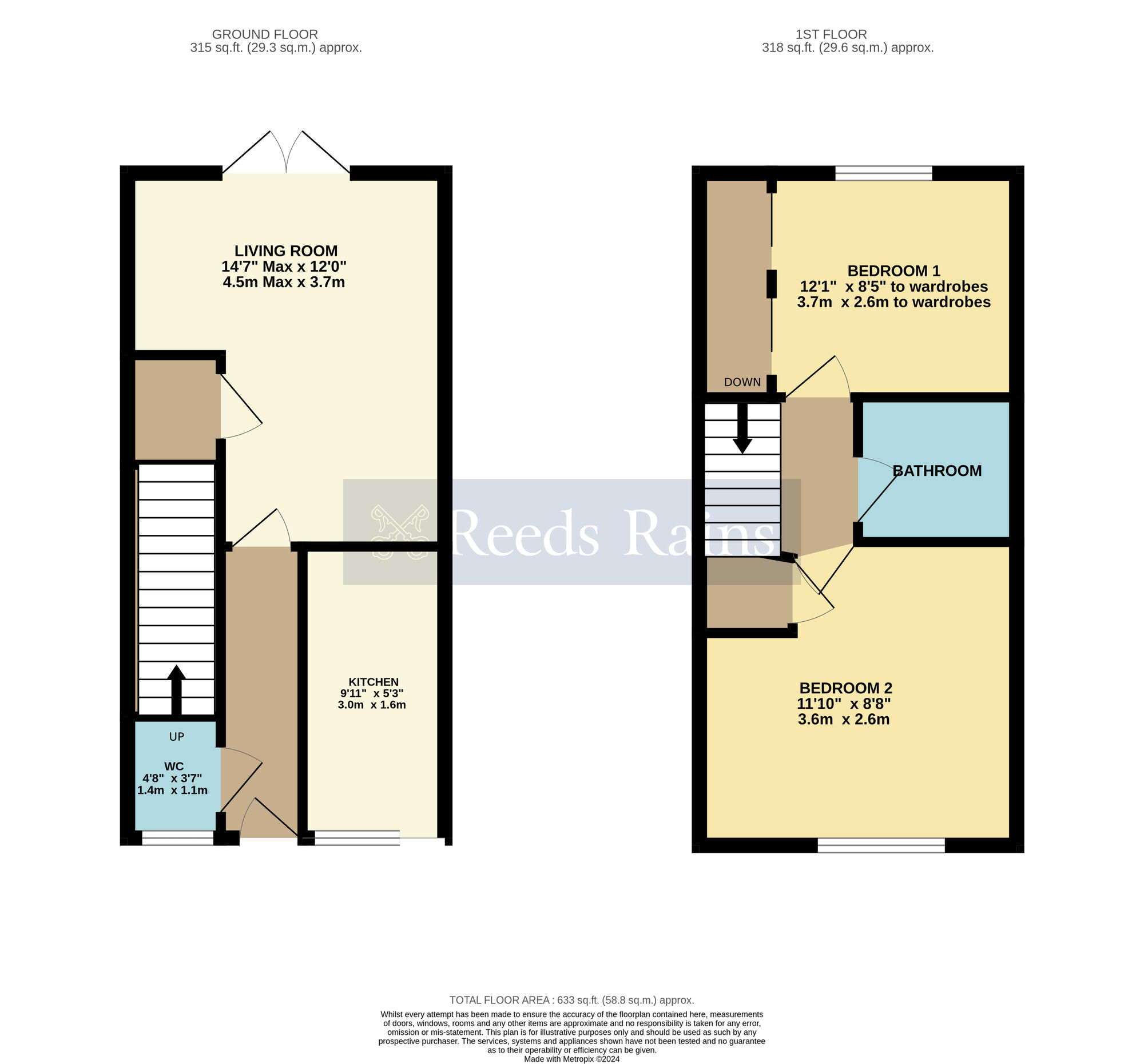 Floorplan of 2 bedroom Mid Terrace House for sale, Hyacinth Close, Evesham, Worcestershire, WR11