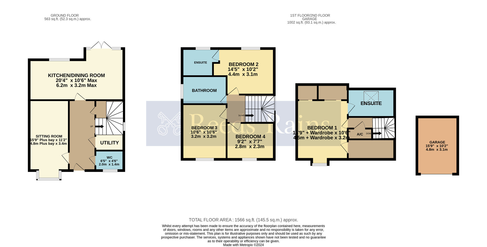 Floorplan of 4 bedroom Detached House for sale, Spiers Crescent, Evesham, Worcestershire, WR11