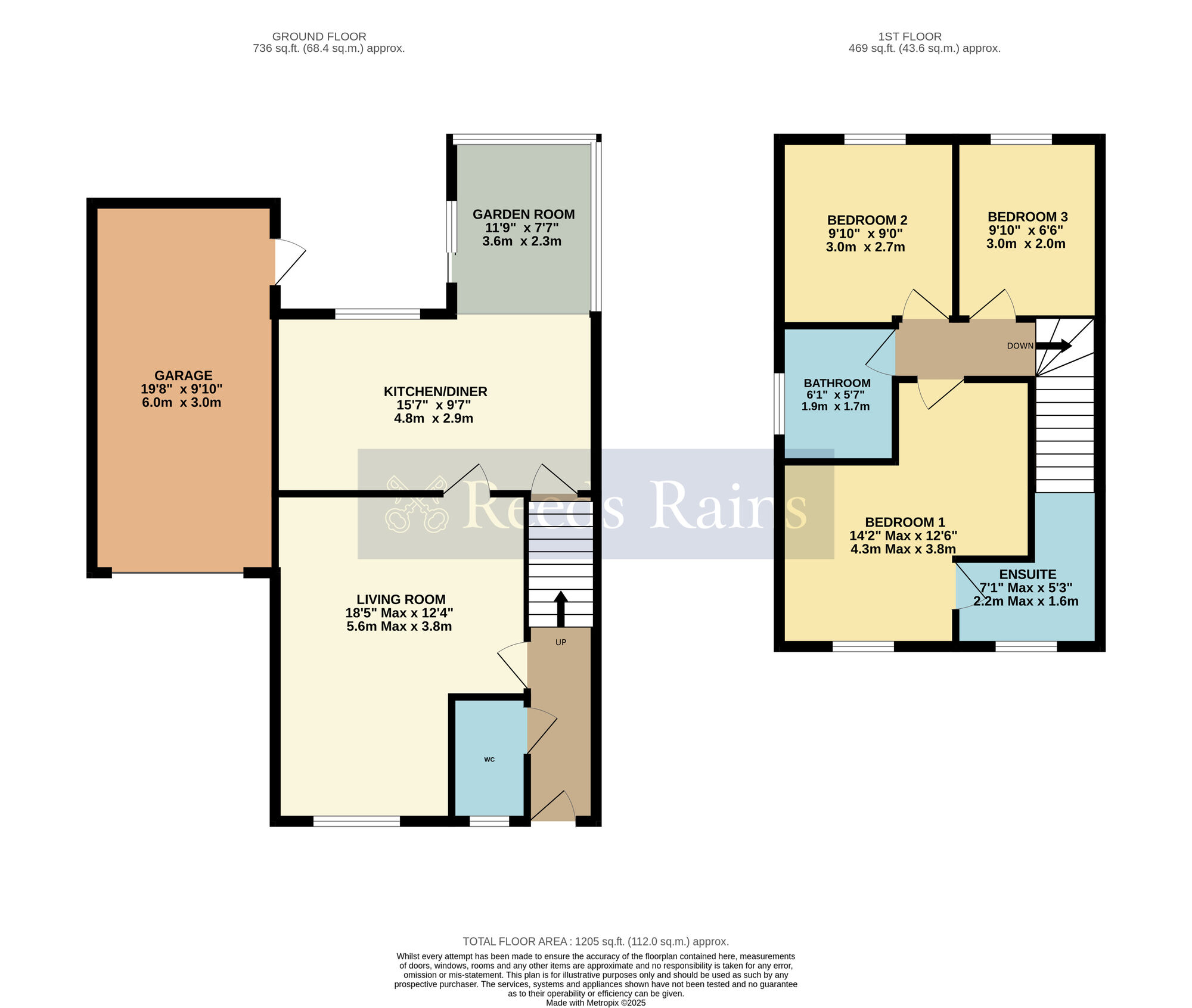 Floorplan of 3 bedroom End Terrace House for sale, Pearwood Close, Evesham, Worcestershire, WR11