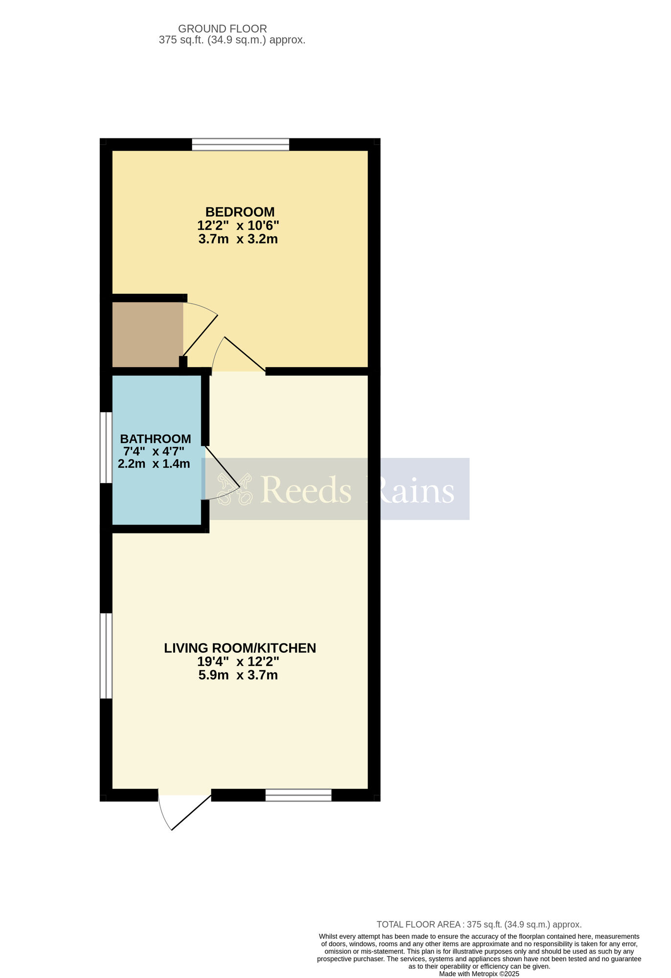 Floorplan of 1 bedroom  Flat for sale, Lower Leys, Evesham, Worcestershire, WR11