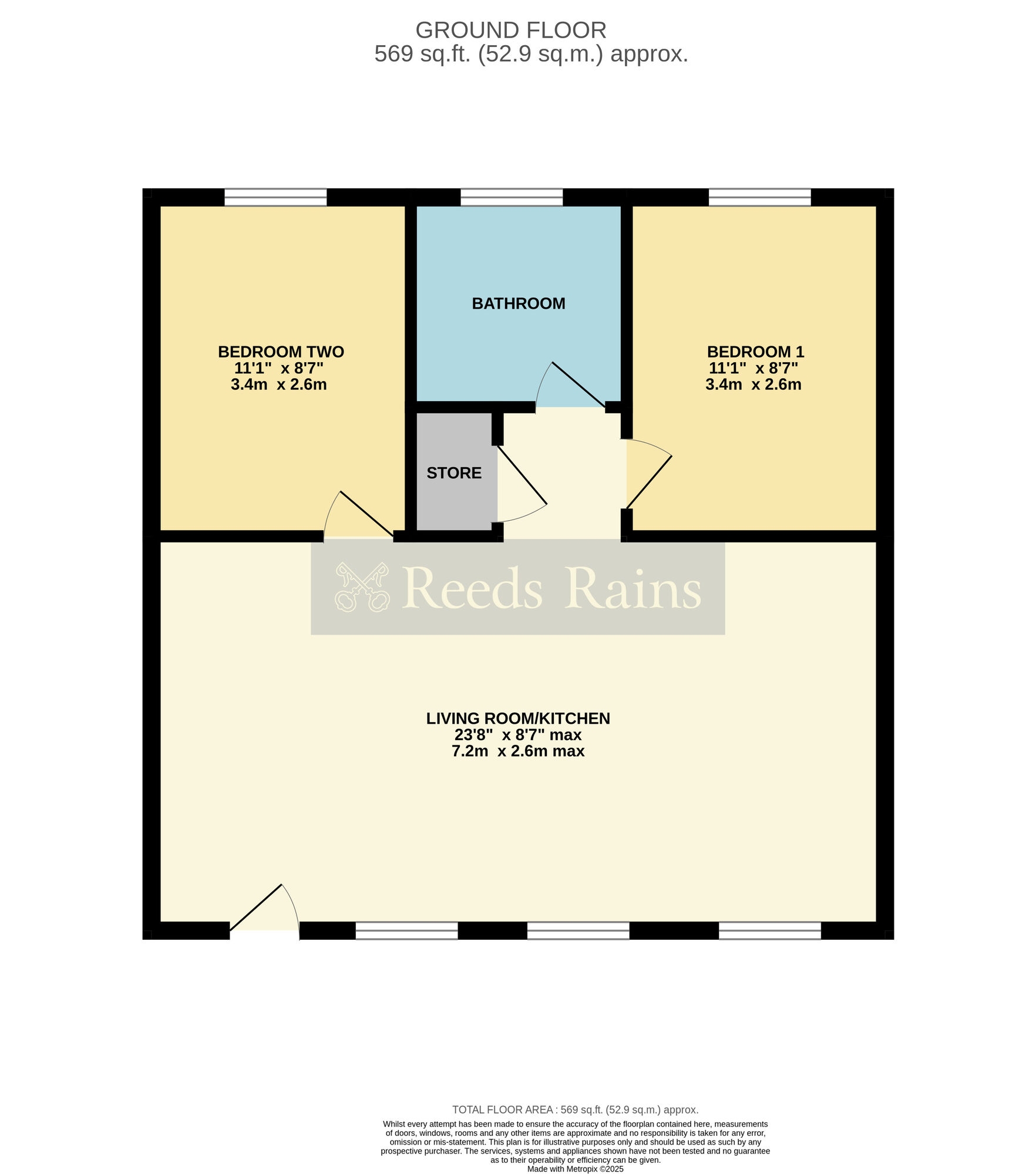 Floorplan of 2 bedroom  Flat for sale, Lower Leys, Evesham, Worcestershire, WR11