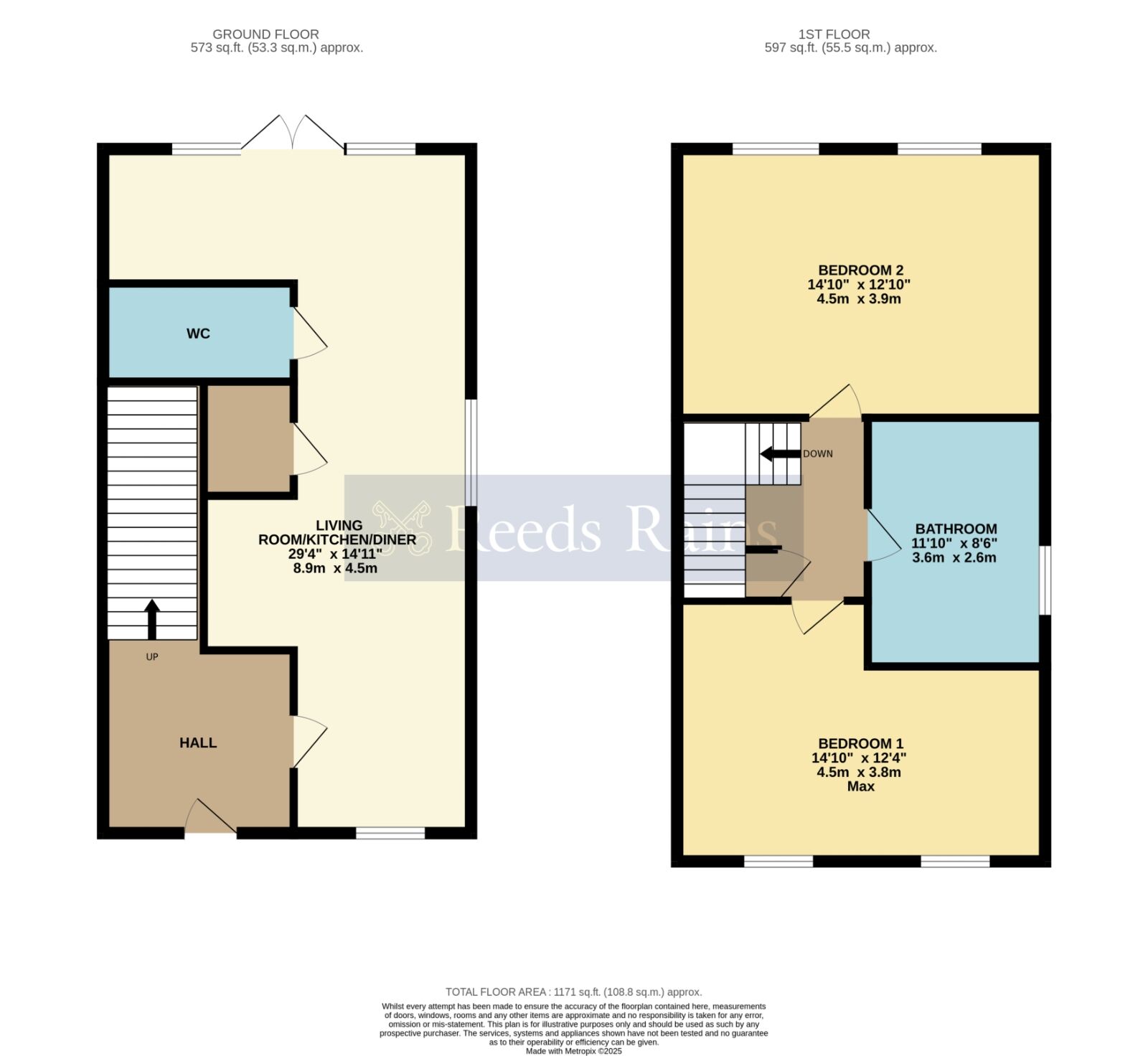 Floorplan of 2 bedroom Semi Detached House for sale, Jenner Drive, Evesham, Worcestershire, WR11