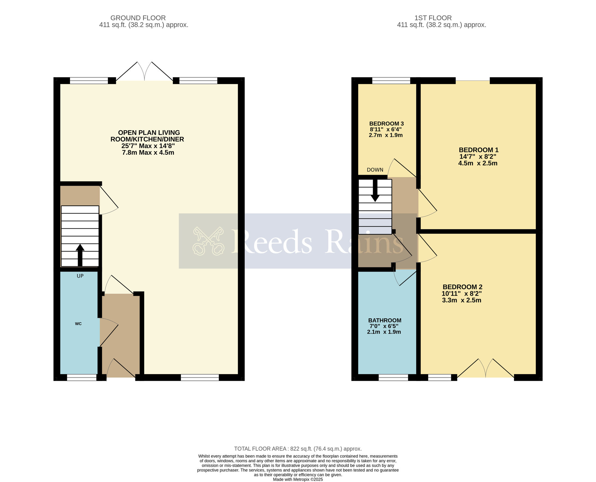 Floorplan of 3 bedroom Mid Terrace House for sale, Nursery Road, Evesham, Worcestershire, WR11