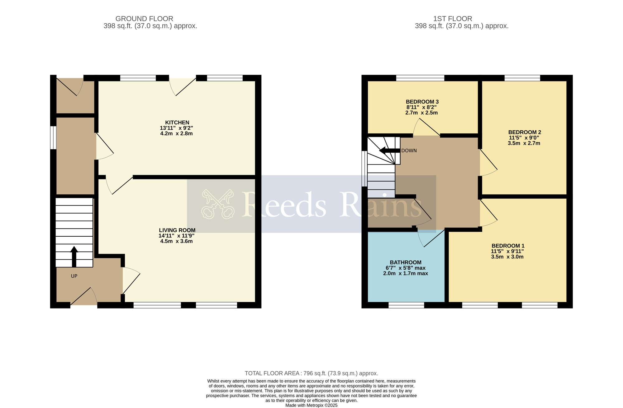 Floorplan of 3 bedroom Semi Detached House for sale, Radford Road, Rous Lench, Worcestershire, WR11