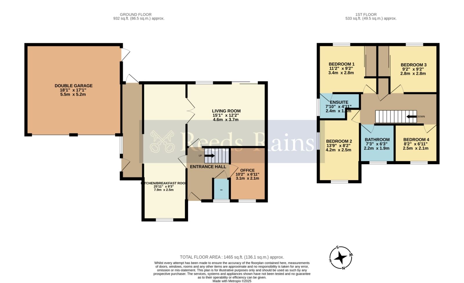 Floorplan of 4 bedroom Detached House for sale, St. Marks Close, Evesham, Worcestershire, WR11