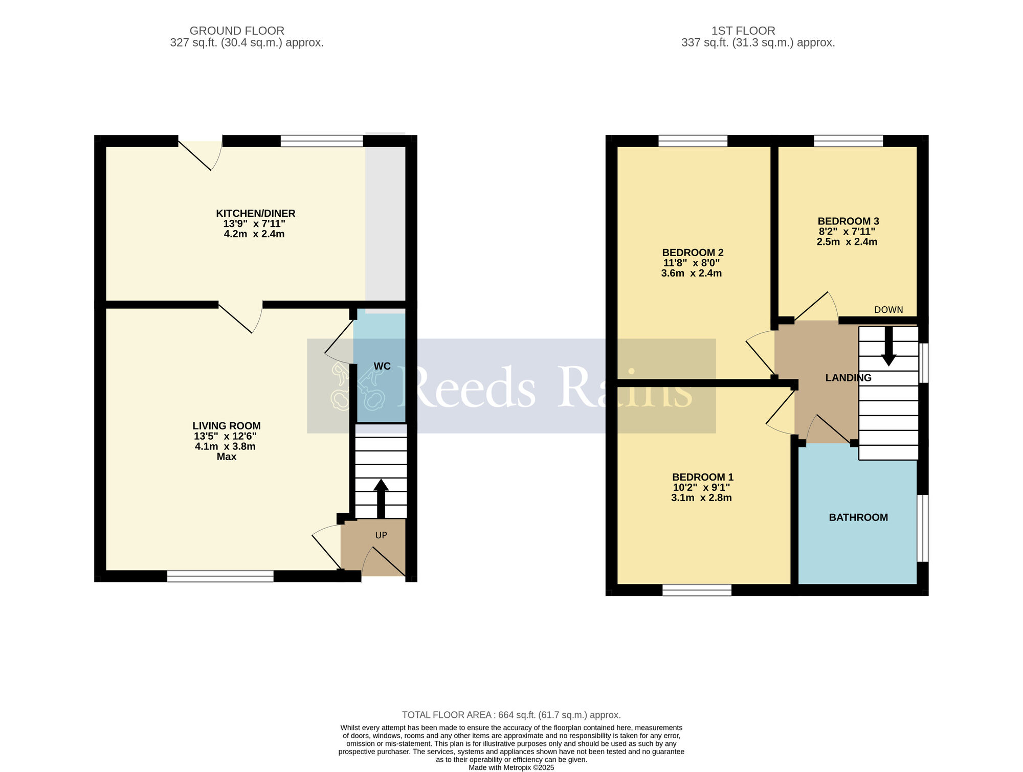 Floorplan of 3 bedroom Semi Detached House for sale, Leys Road, Harvington, Worcestershire, WR11