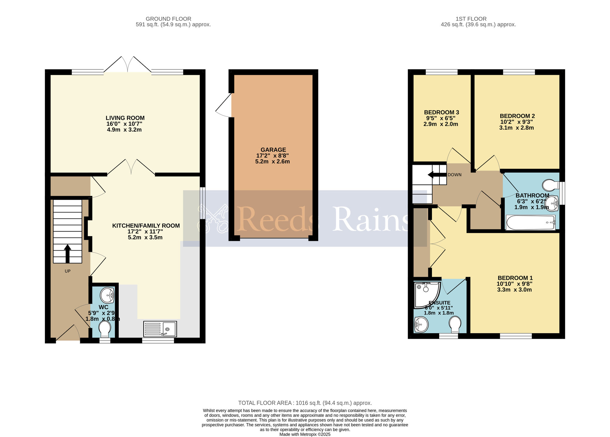 Floorplan of 3 bedroom Semi Detached House for sale, Brooklands Drive, Evesham, Worcestershire, WR11