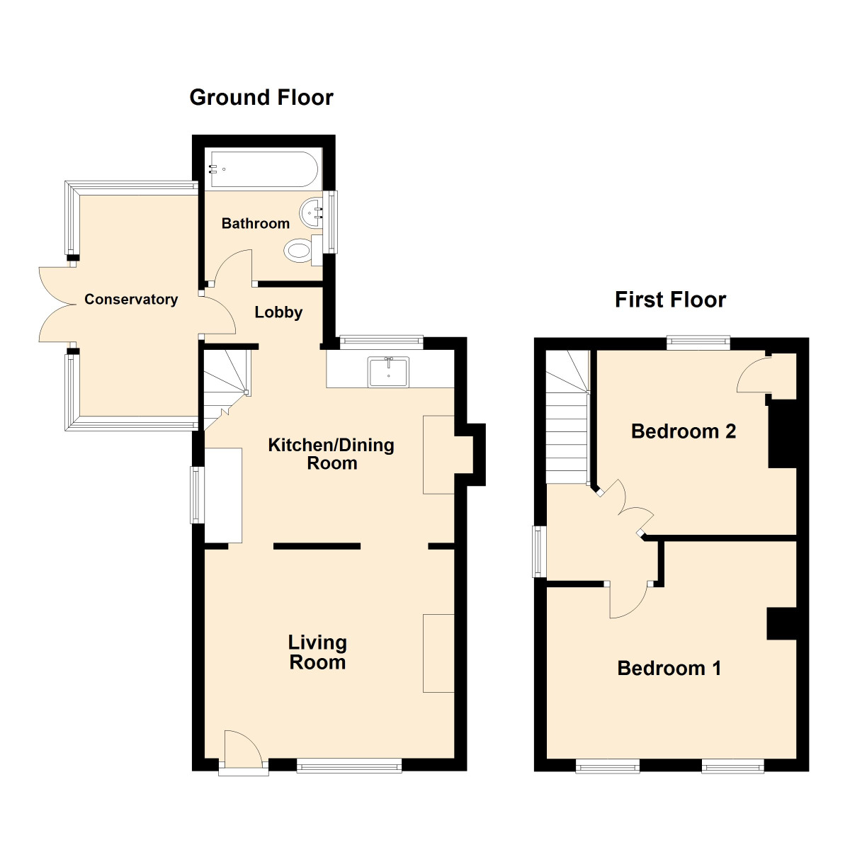 Floorplan of 2 bedroom Semi Detached House for sale, Preston Hill, Wingham, Kent, CT3