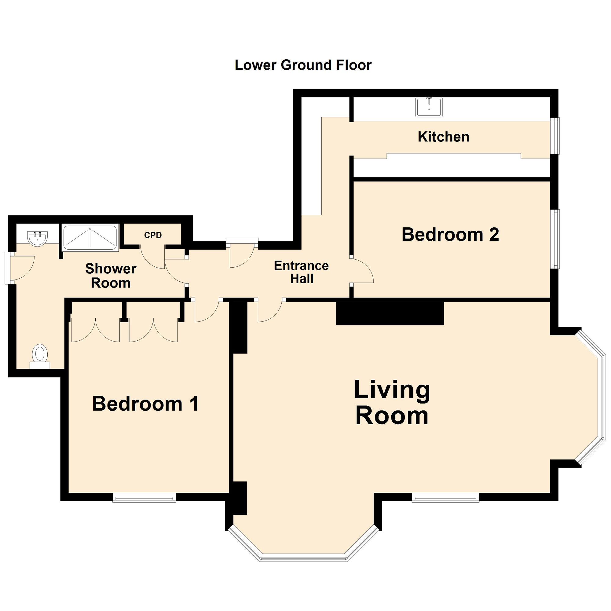 Floorplan of 2 bedroom  Flat for sale, Augusta Gardens, Folkestone, Kent, CT20