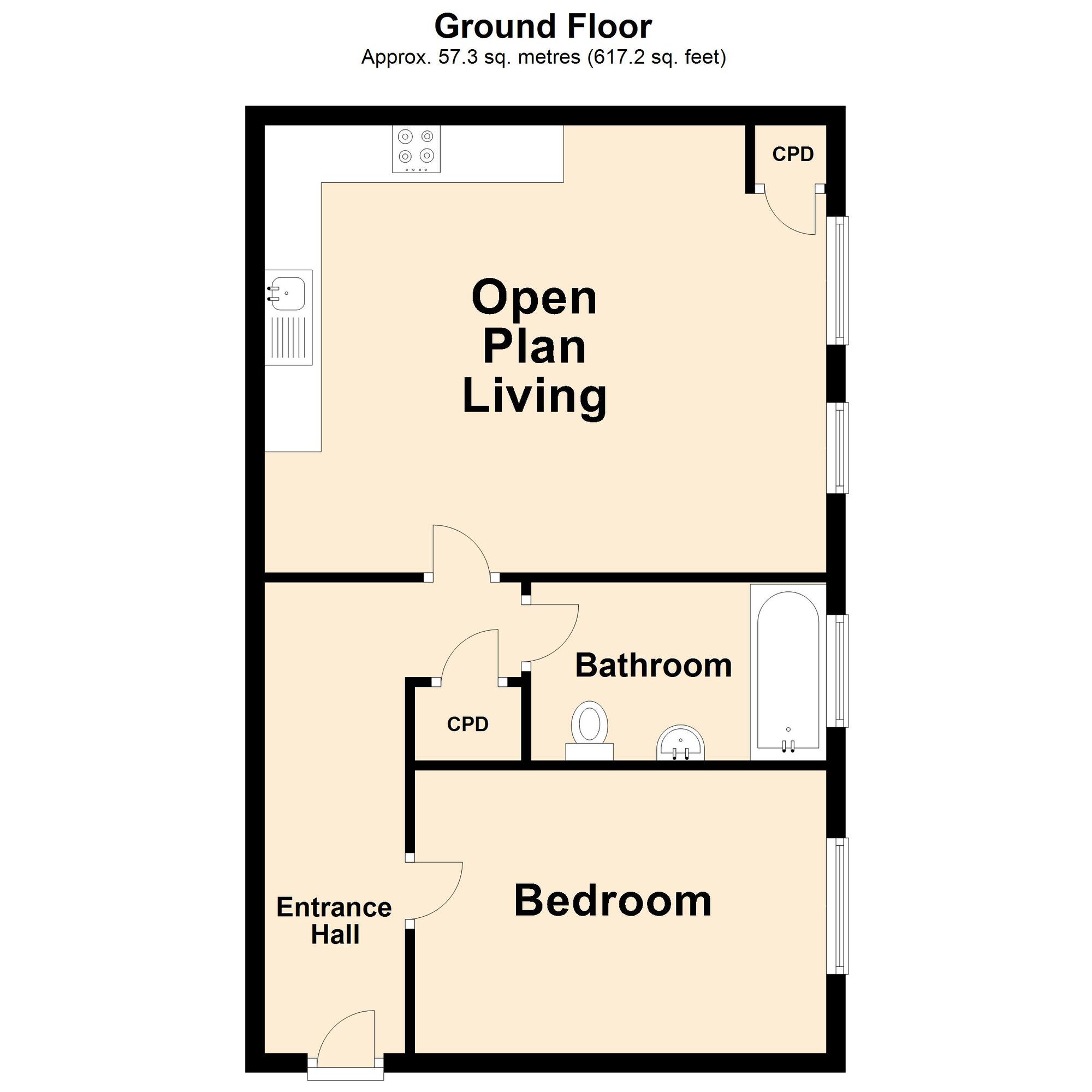 Floorplan of 1 bedroom  Flat for sale, Fishermans Beach, Hythe, Kent, CT21