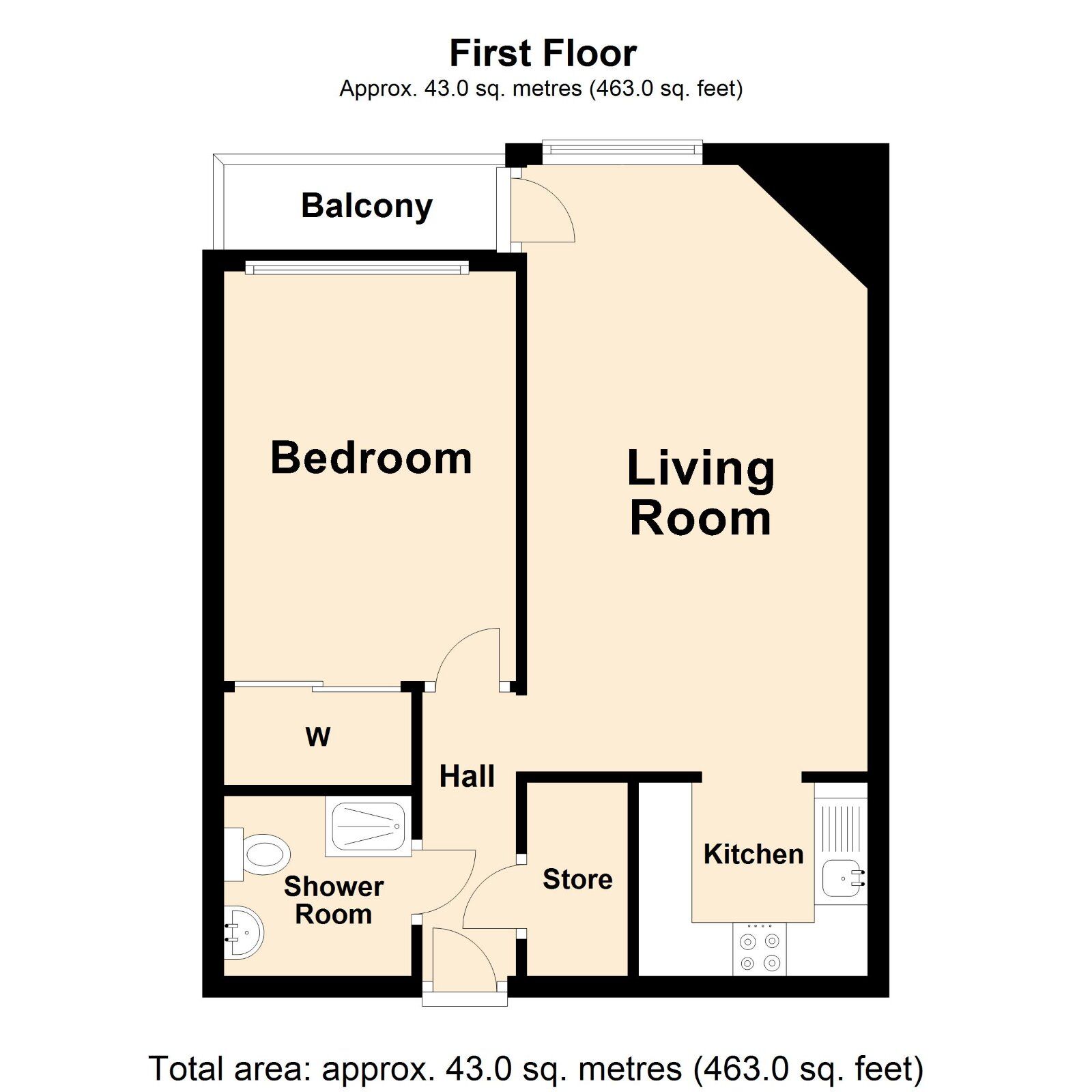 Floorplan of 1 bedroom  Flat for sale, Sandgate Road, Folkestone, Kent, CT20