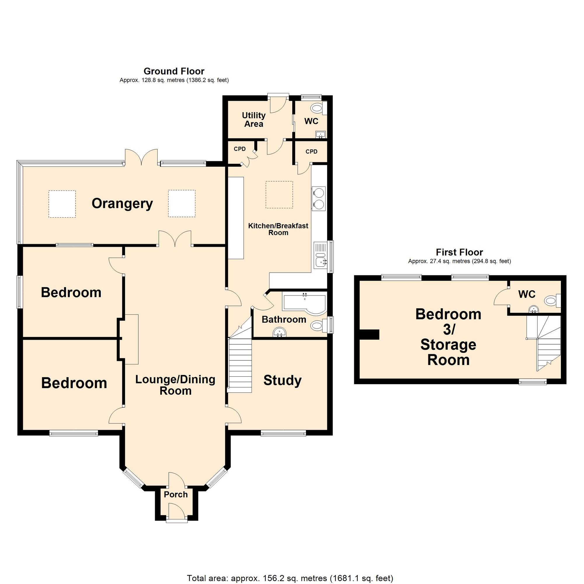 Floorplan of 3 bedroom Detached Bungalow for sale, Acrise, Folkestone, Kent, CT18