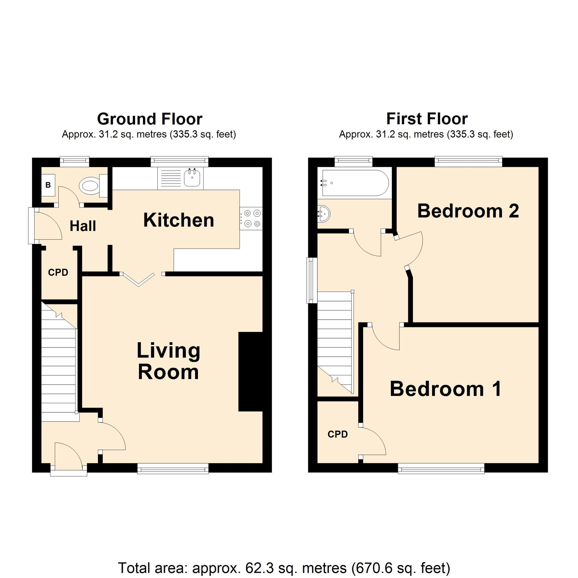 Floorplan of 2 bedroom Semi Detached House for sale, Bunkers Hill Road, Dover, Kent, CT17