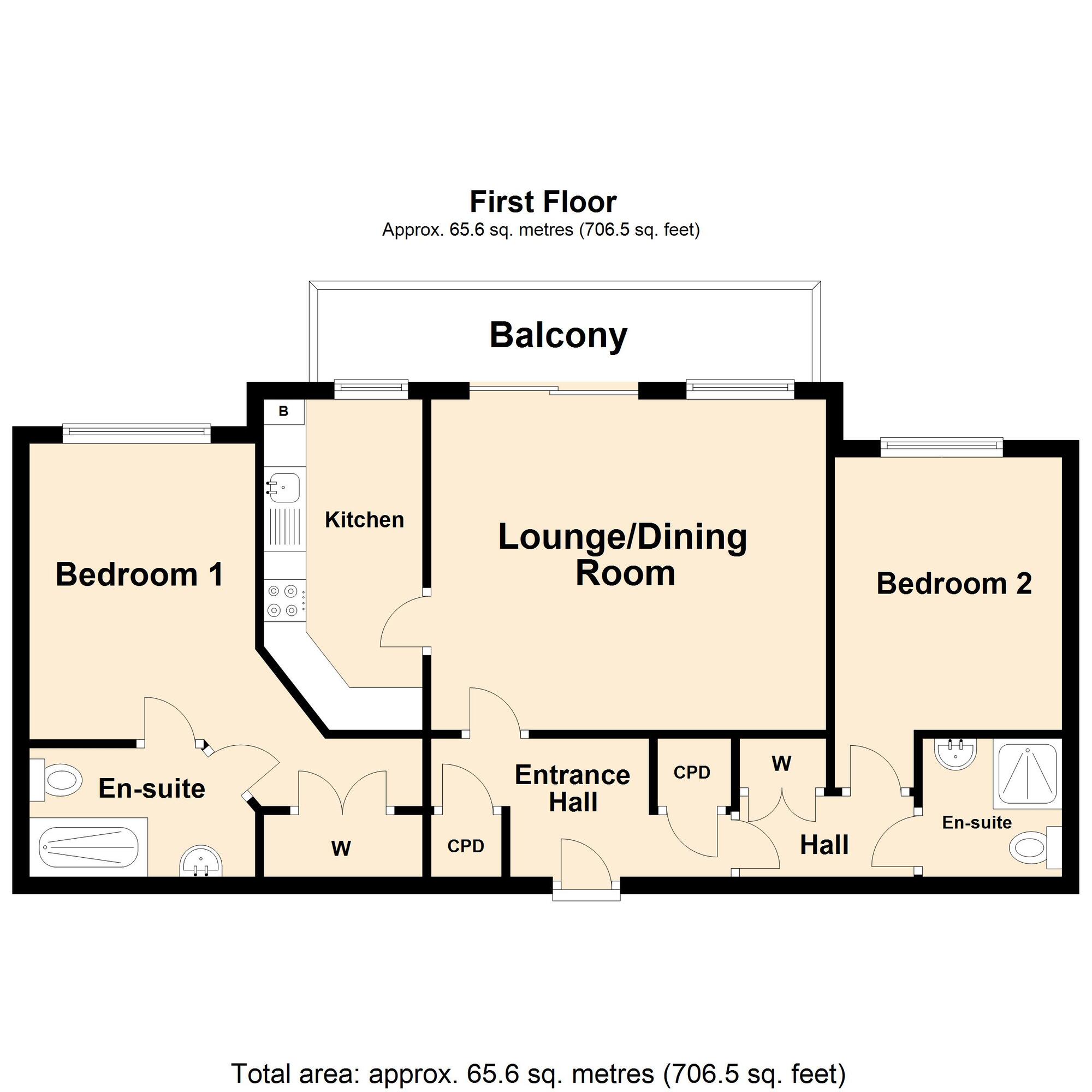 Floorplan of 2 bedroom  Flat for sale, Lower Corniche, Hythe, Kent, CT21