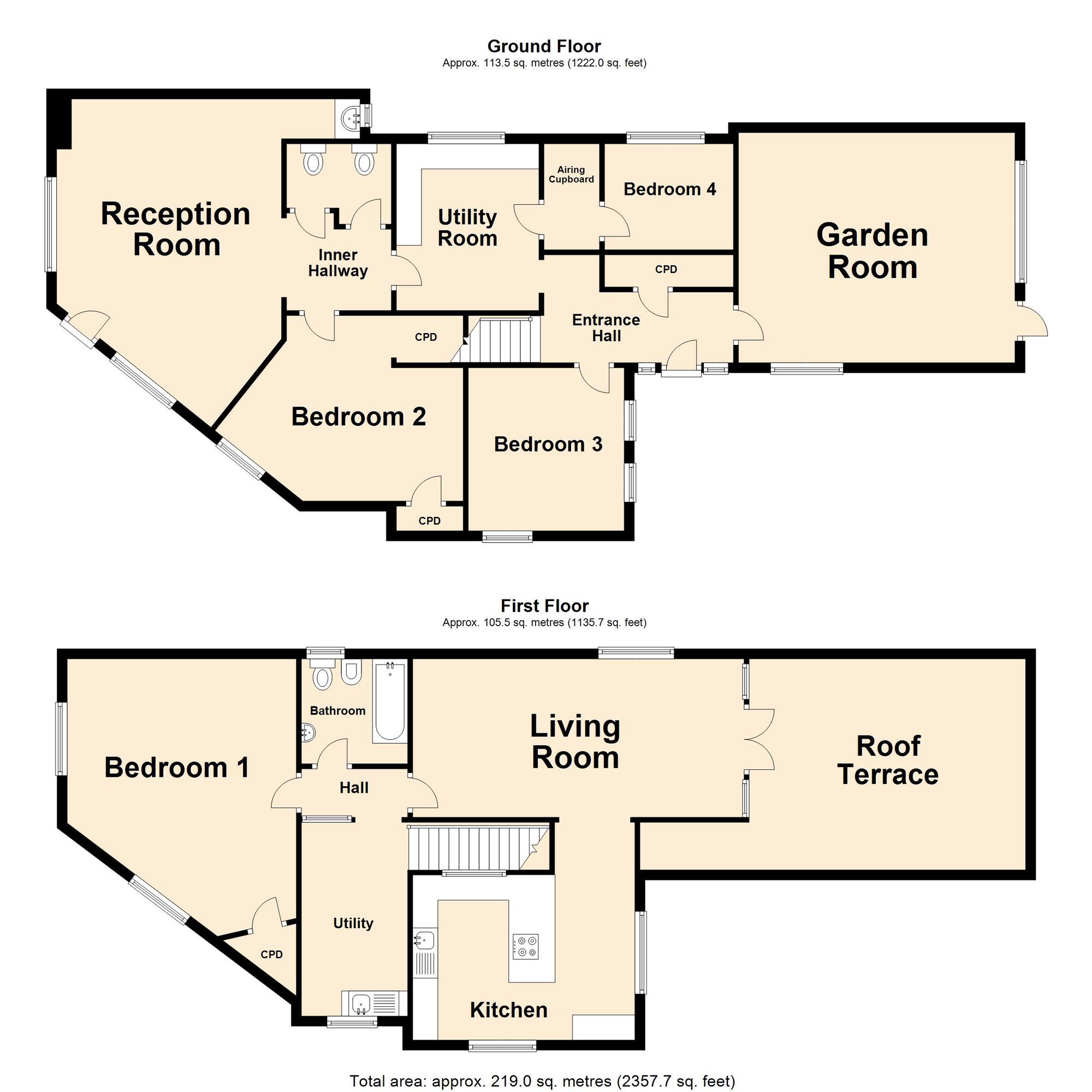 Floorplan of 4 bedroom Detached House for sale, Station Road, Lyminge, Kent, CT18