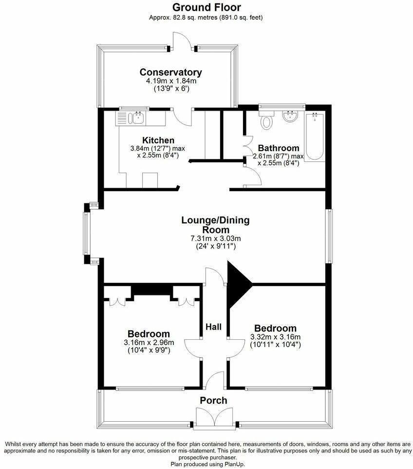 Floorplan of 2 bedroom Detached Bungalow for sale, Capel Street, Capel-le-Ferne, Kent, CT18