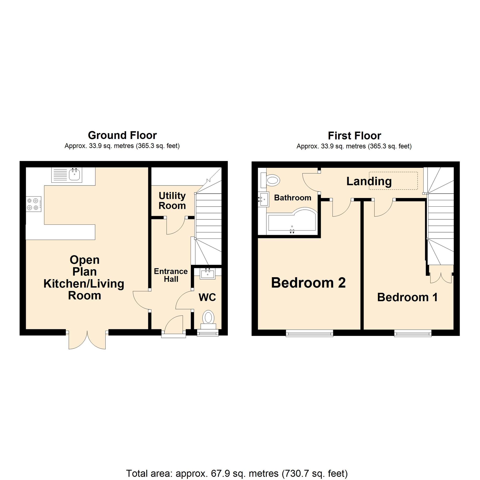 Floorplan of 2 bedroom Semi Detached House for sale, Park Road, Hythe, Kent, CT21