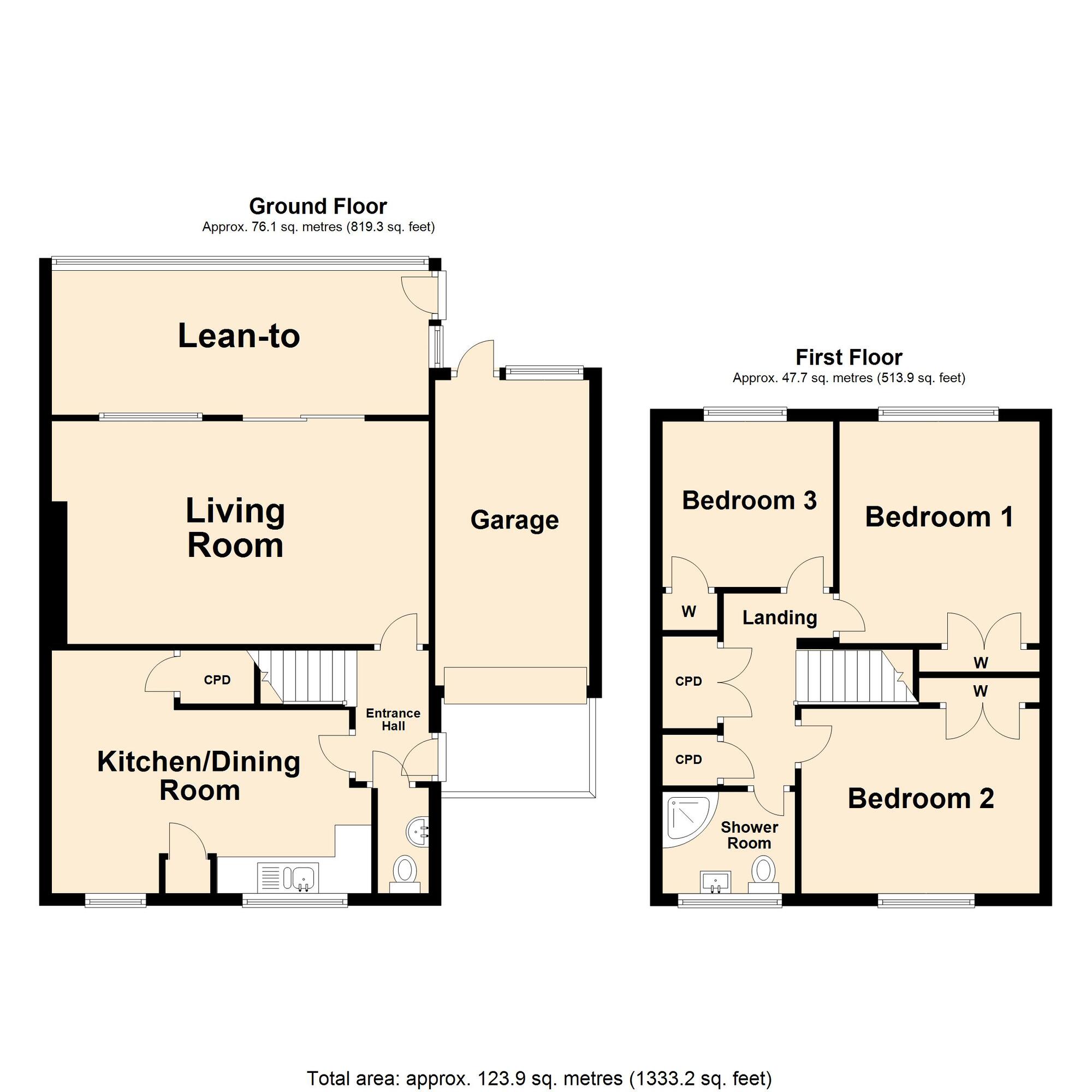 Floorplan of 3 bedroom Semi Detached House for sale, Birkdale Drive, Folkestone, Kent, CT19