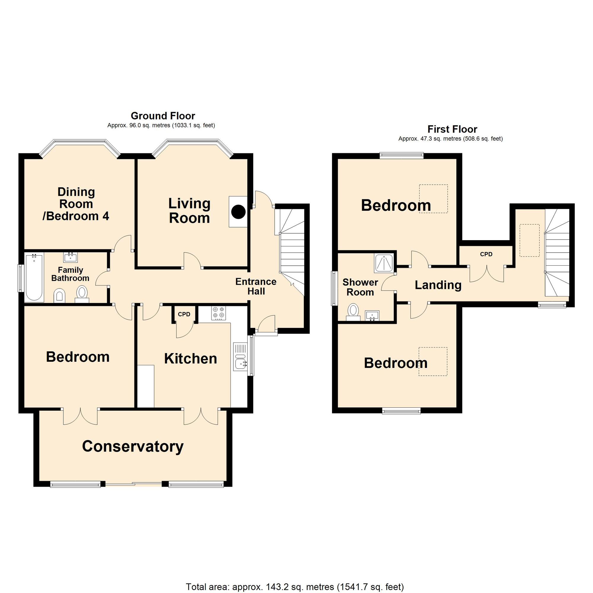 Floorplan of 4 bedroom Detached Bungalow for sale, Clarence Road, Capel-le-Ferne, Kent, CT18