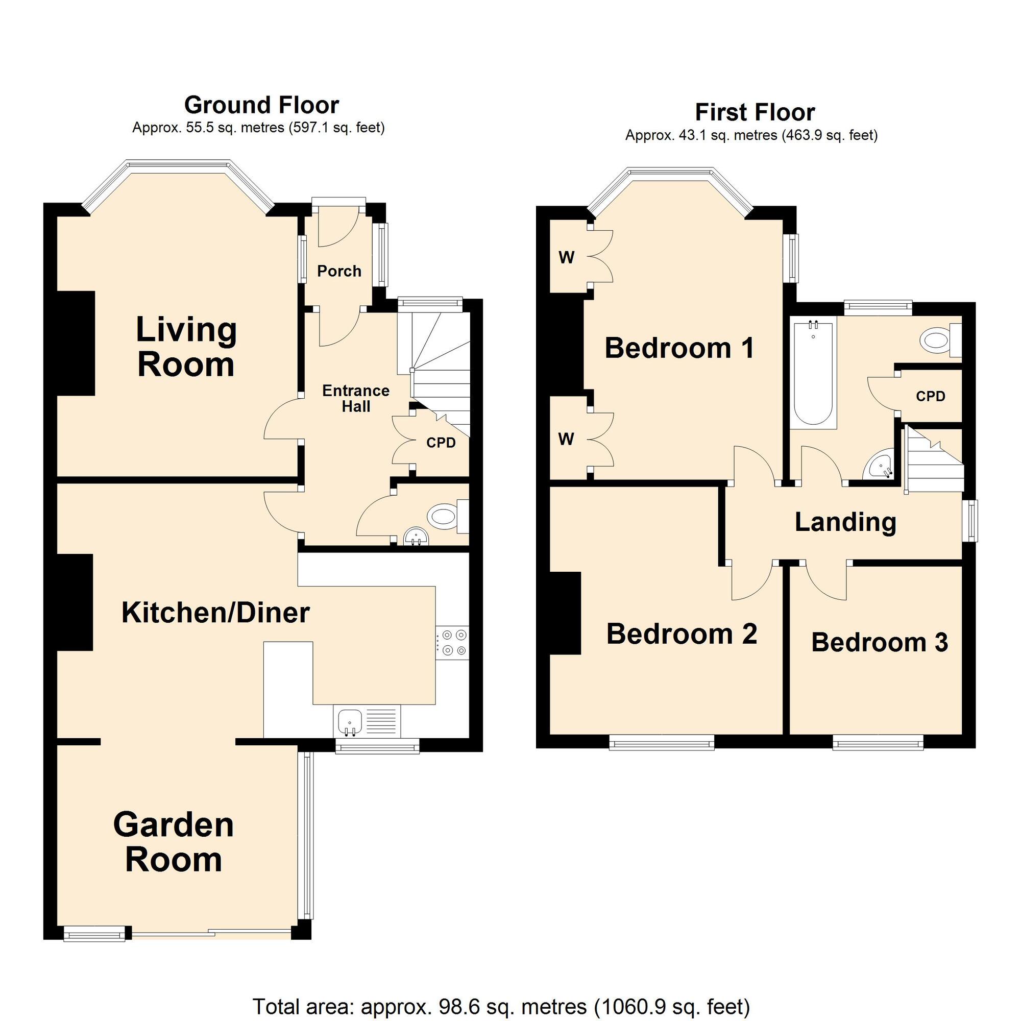 Floorplan of 3 bedroom Semi Detached House for sale, Chichester Road, Sandgate, Kent, CT20