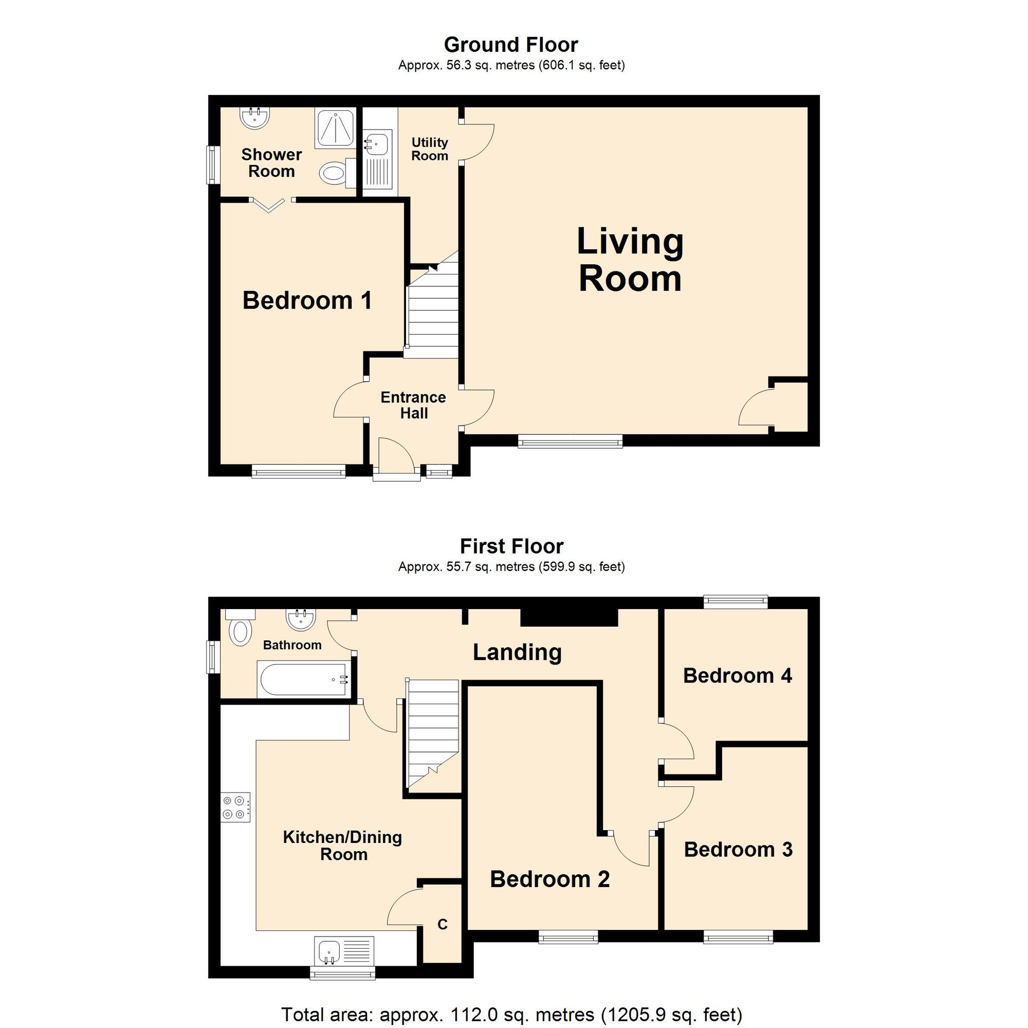 Floorplan of 4 bedroom Semi Detached House for sale, Marine Parade Mews, Folkestone, Kent, CT20