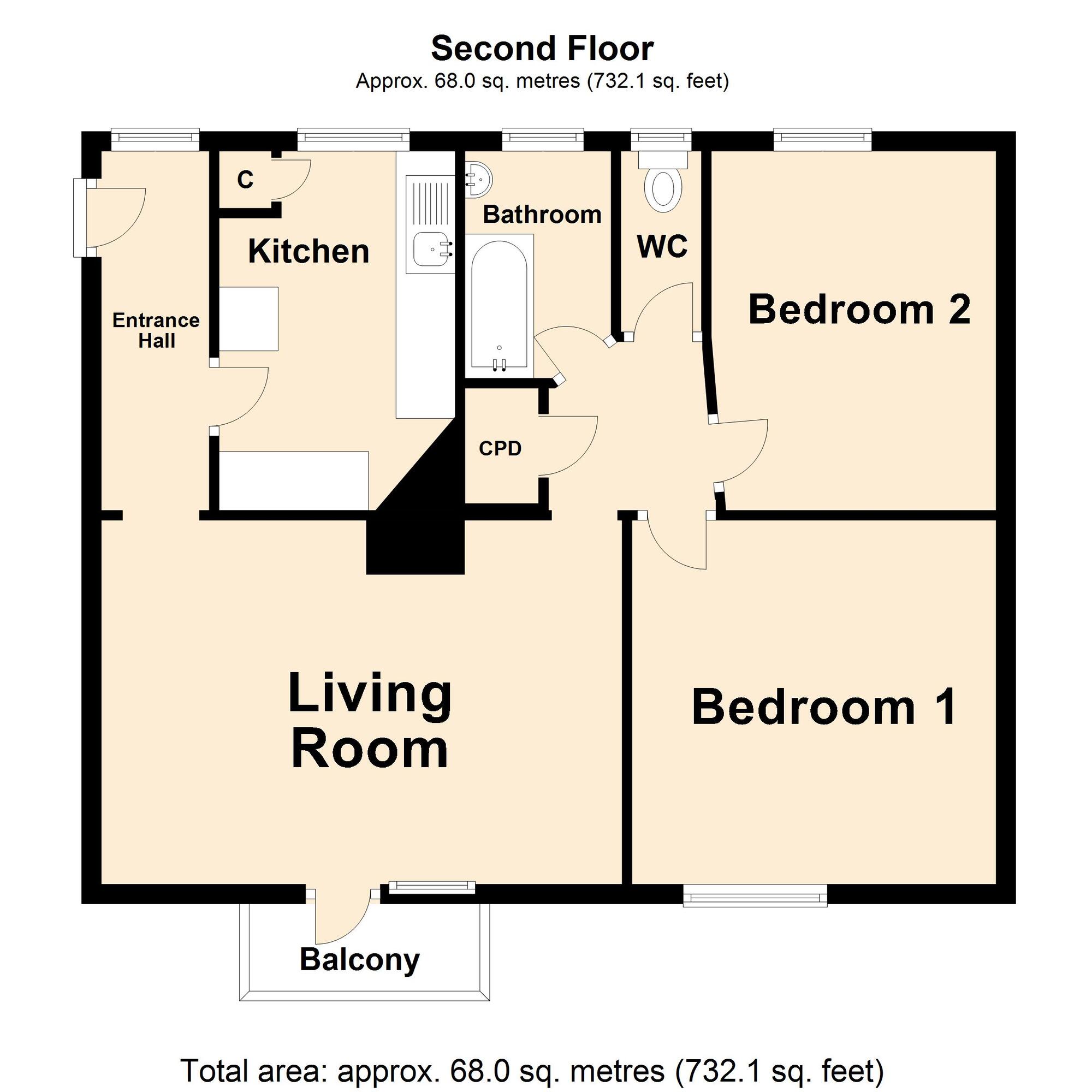 Floorplan of 2 bedroom  Flat for sale, North Street, Folkestone, Kent, CT19