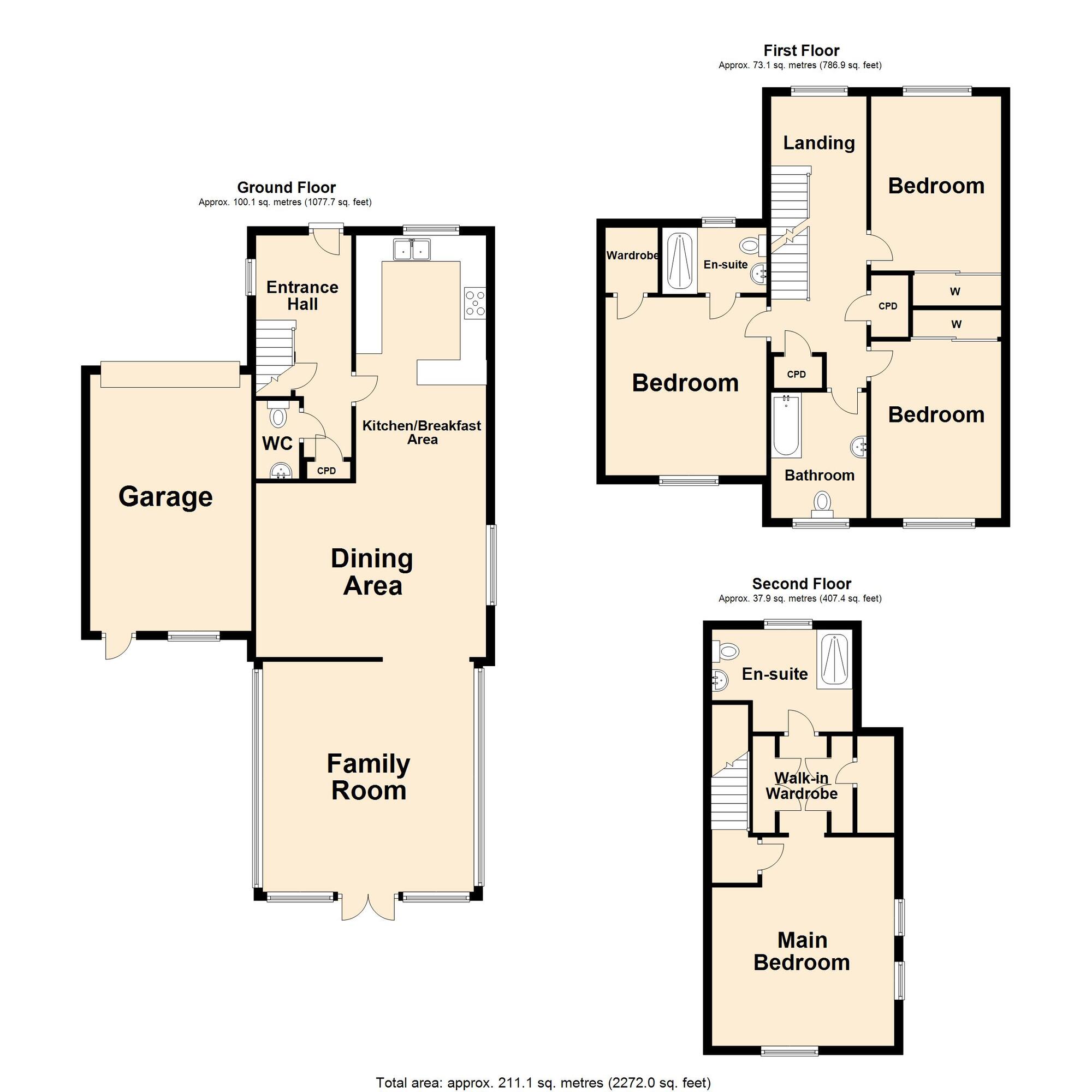 Floorplan of 4 bedroom Detached House for sale, George Close, Capel-le-Ferne, Kent, CT18