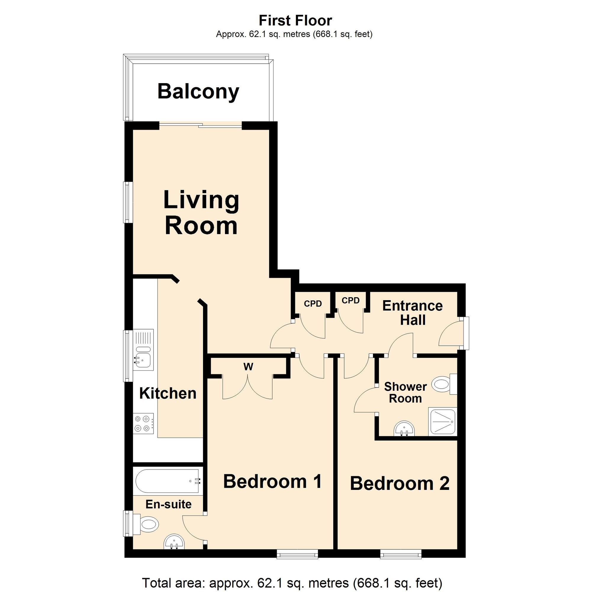 Floorplan of 2 bedroom  Flat for sale, Lower Corniche, Hythe, Kent, CT21