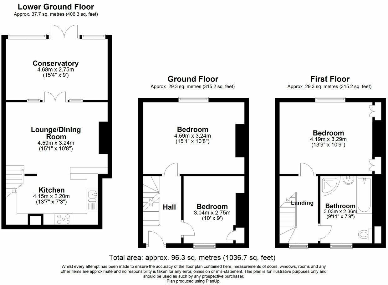 Floorplan of 3 bedroom Mid Terrace House for sale, Sunnyside Road, Sandgate, Kent, CT20