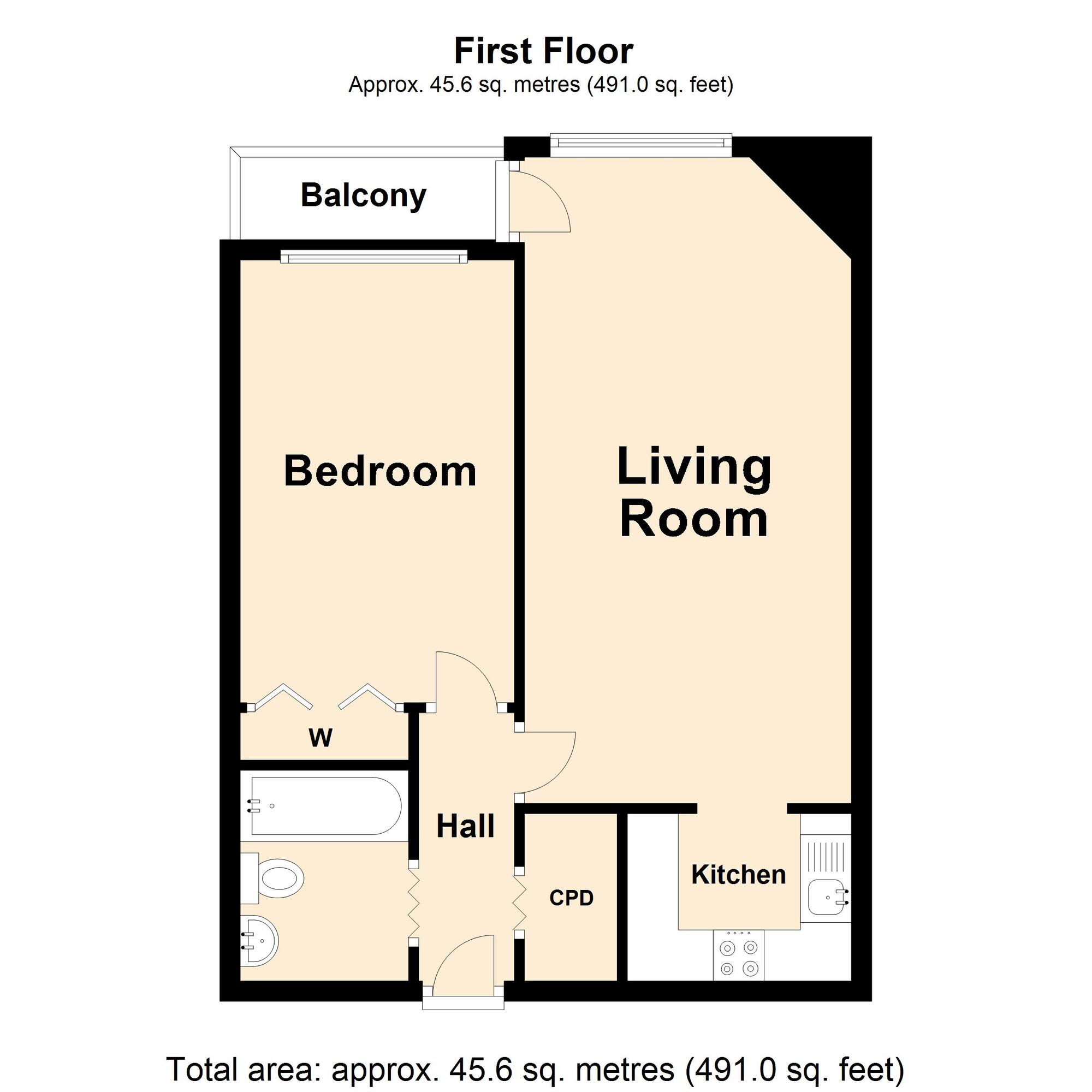 Floorplan of 1 bedroom  Flat for sale, Sandgate Road, Folkestone, Kent, CT20