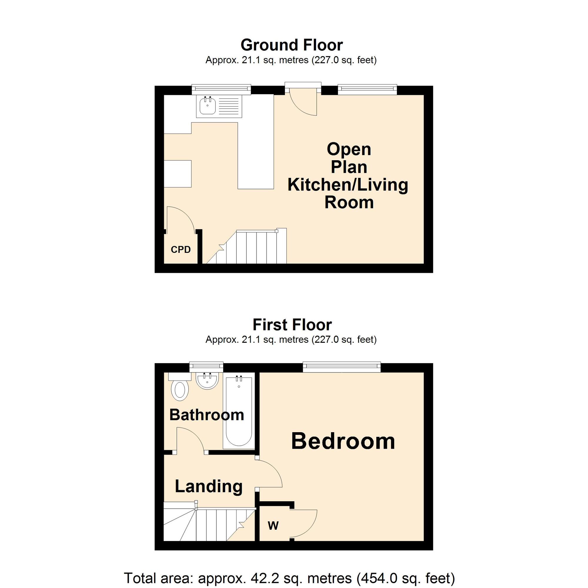 Floorplan of 1 bedroom End Terrace House for sale, Brambledown, Folkestone, Kent, CT19