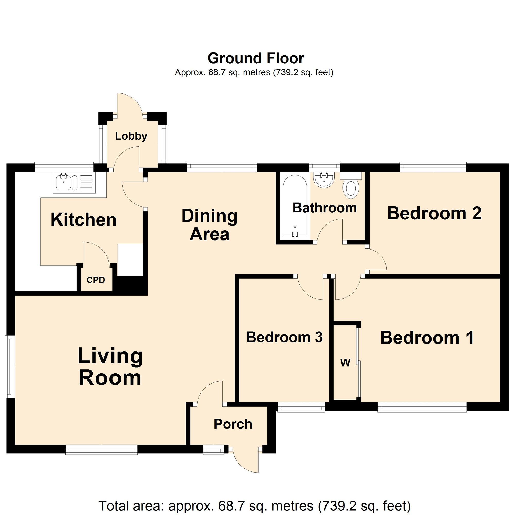 Floorplan of 3 bedroom Detached Bungalow for sale, Valley Road, Sandgate, Kent, CT20