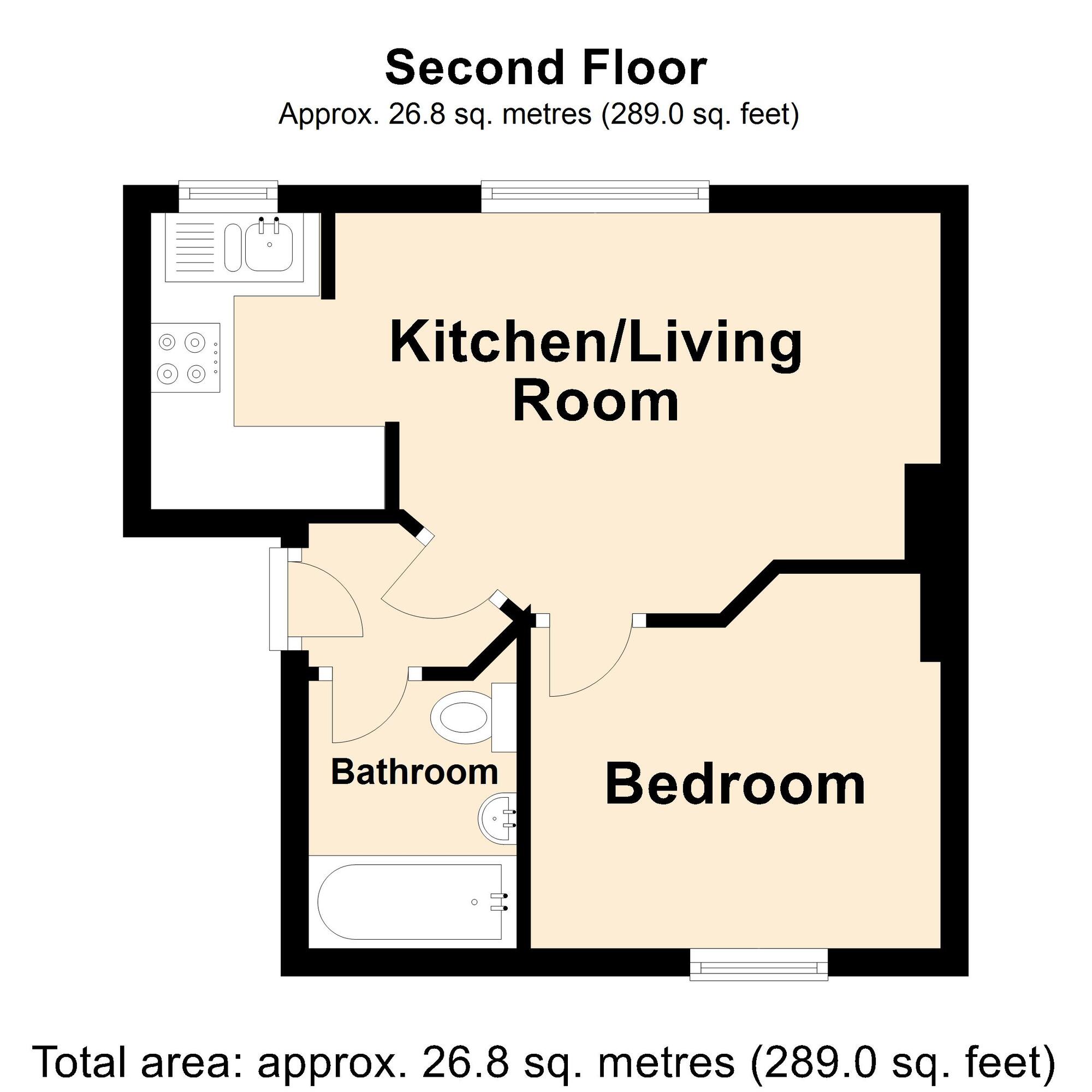 Floorplan of 1 bedroom  Flat for sale, Sandgate High Street, Sandgate, Kent, CT20