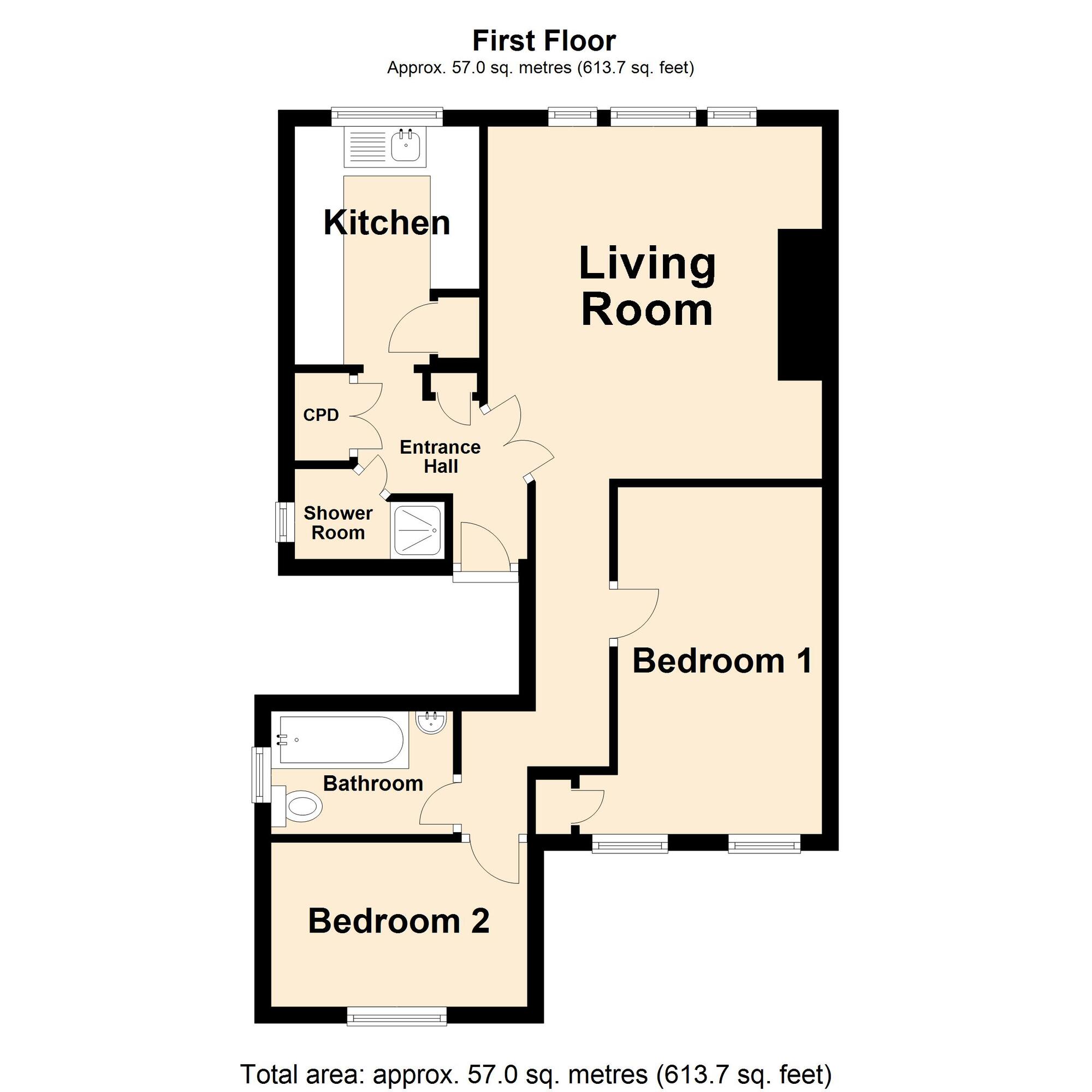 Floorplan of 2 bedroom  Flat for sale, Christ Church Road, Folkestone, Kent, CT20