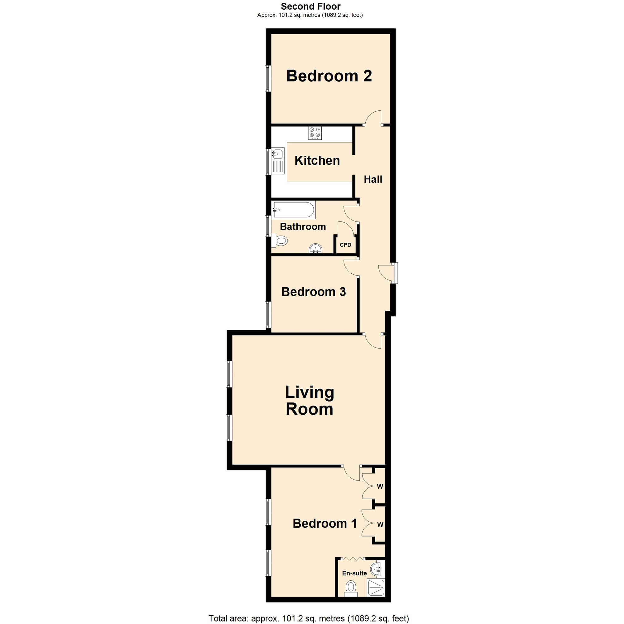 Floorplan of 3 bedroom  Flat for sale, The Leas, Folkestone, Kent, CT20