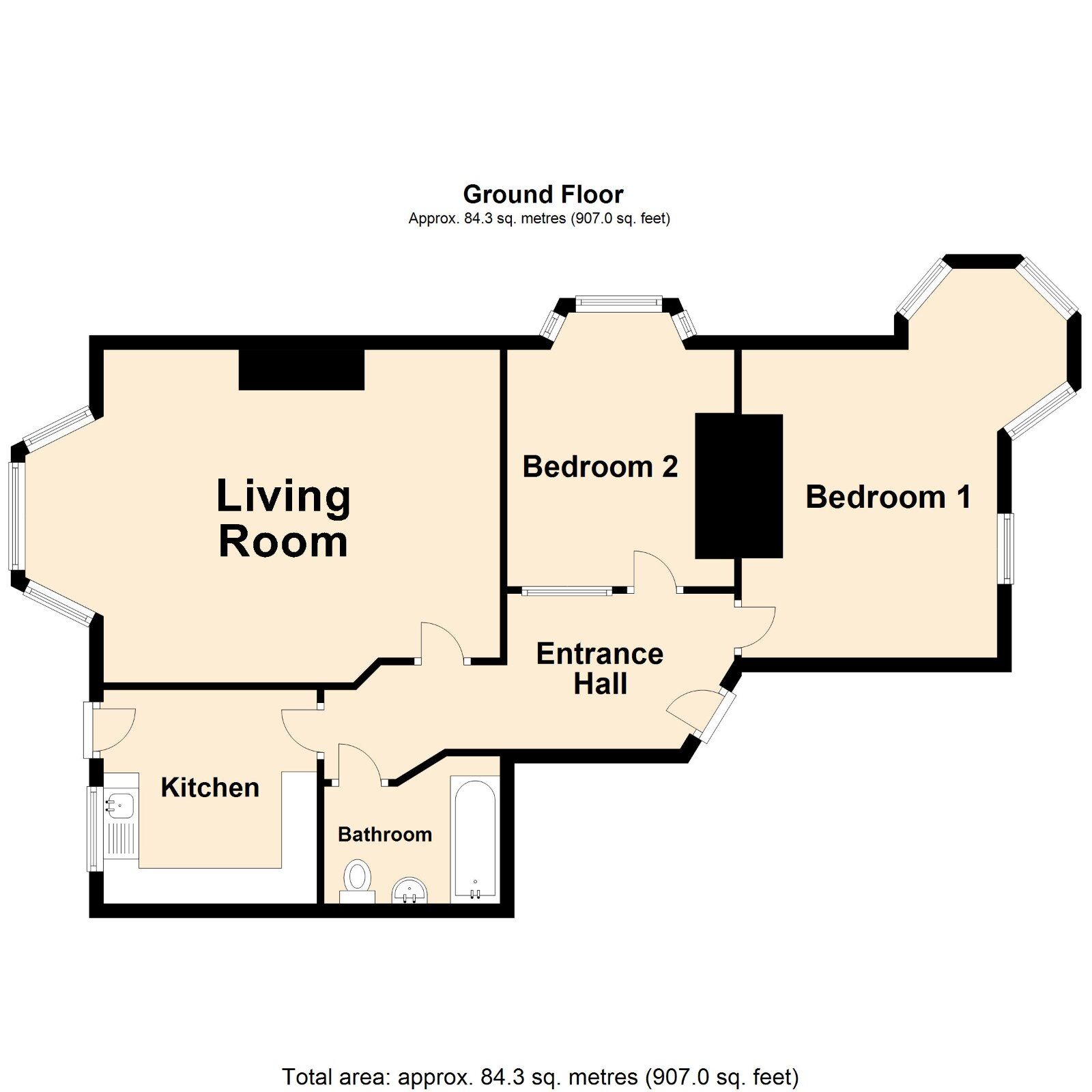 Floorplan of 2 bedroom  Flat for sale, Julian Road, Folkestone, Kent, CT19