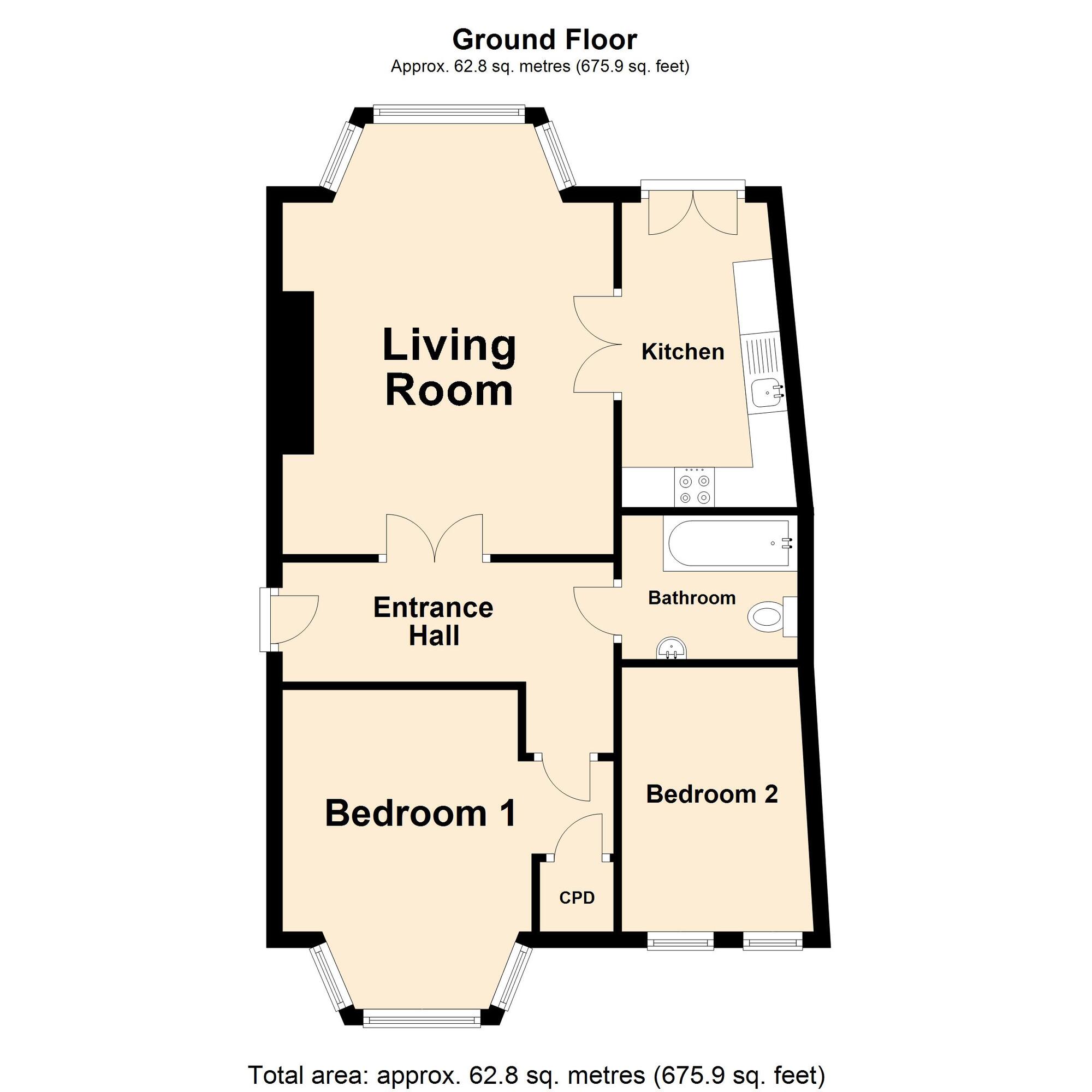 Floorplan of 2 bedroom  Flat for sale, Marine Crescent, Folkestone, Kent, CT20