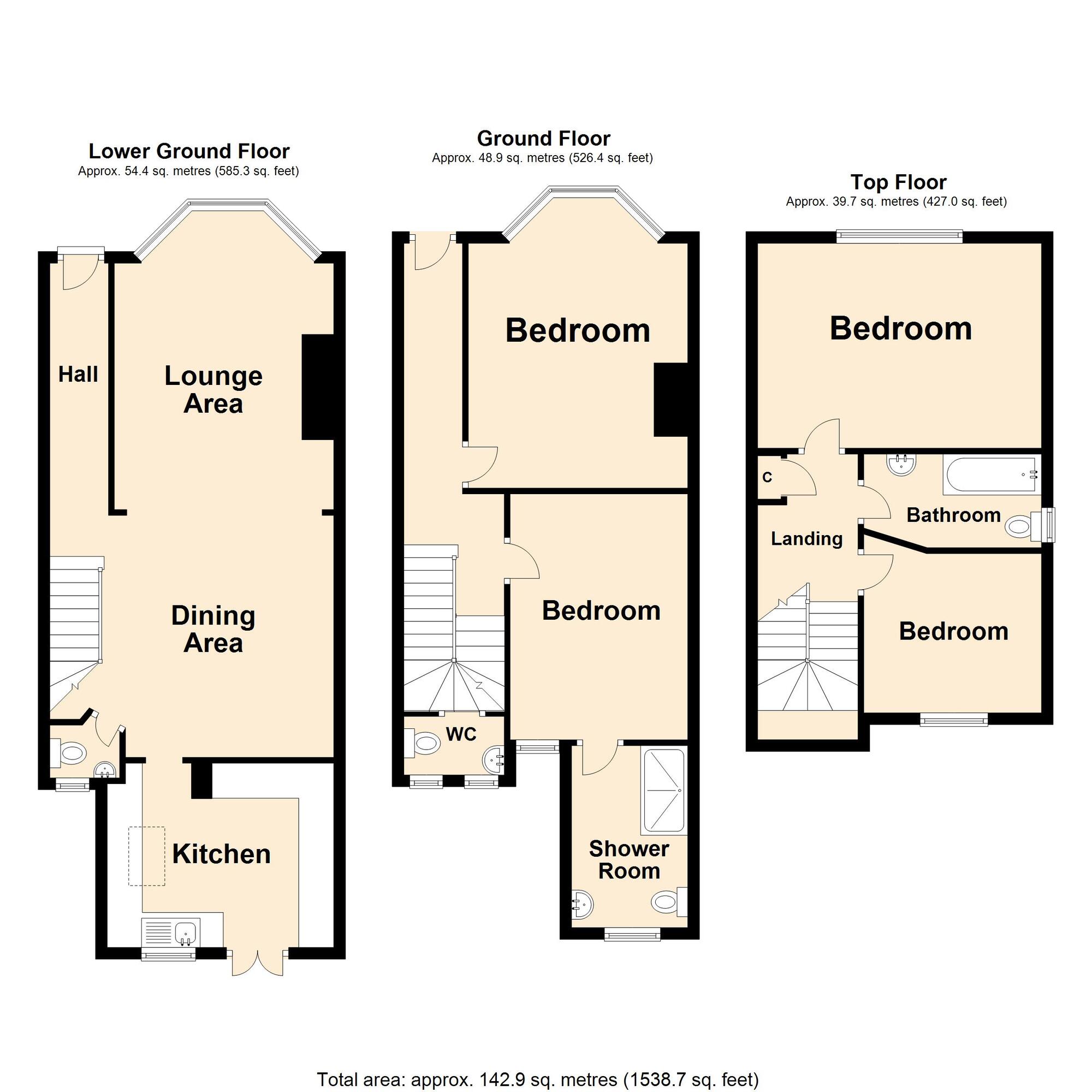 Floorplan of 4 bedroom End Terrace House for sale, Coolinge Lane, Folkestone, Kent, CT20