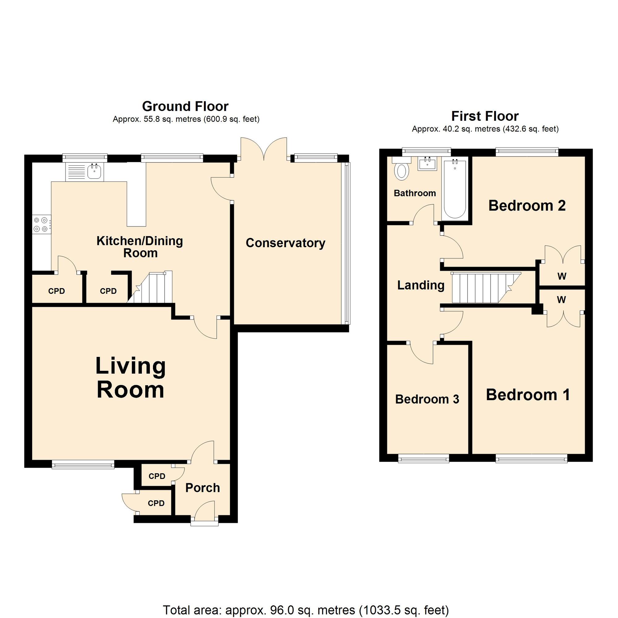 Floorplan of 3 bedroom Semi Detached House for sale, Enbrook Valley, Folkestone, Kent, CT20