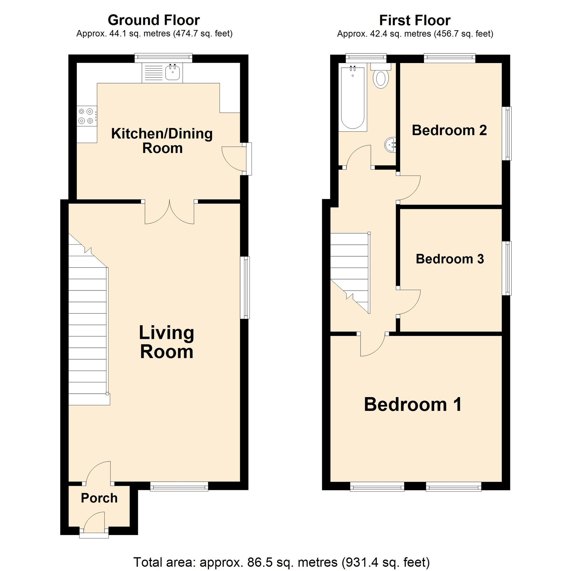 Floorplan of 3 bedroom Semi Detached House for sale, Maxton Road, Dover, Kent, CT17