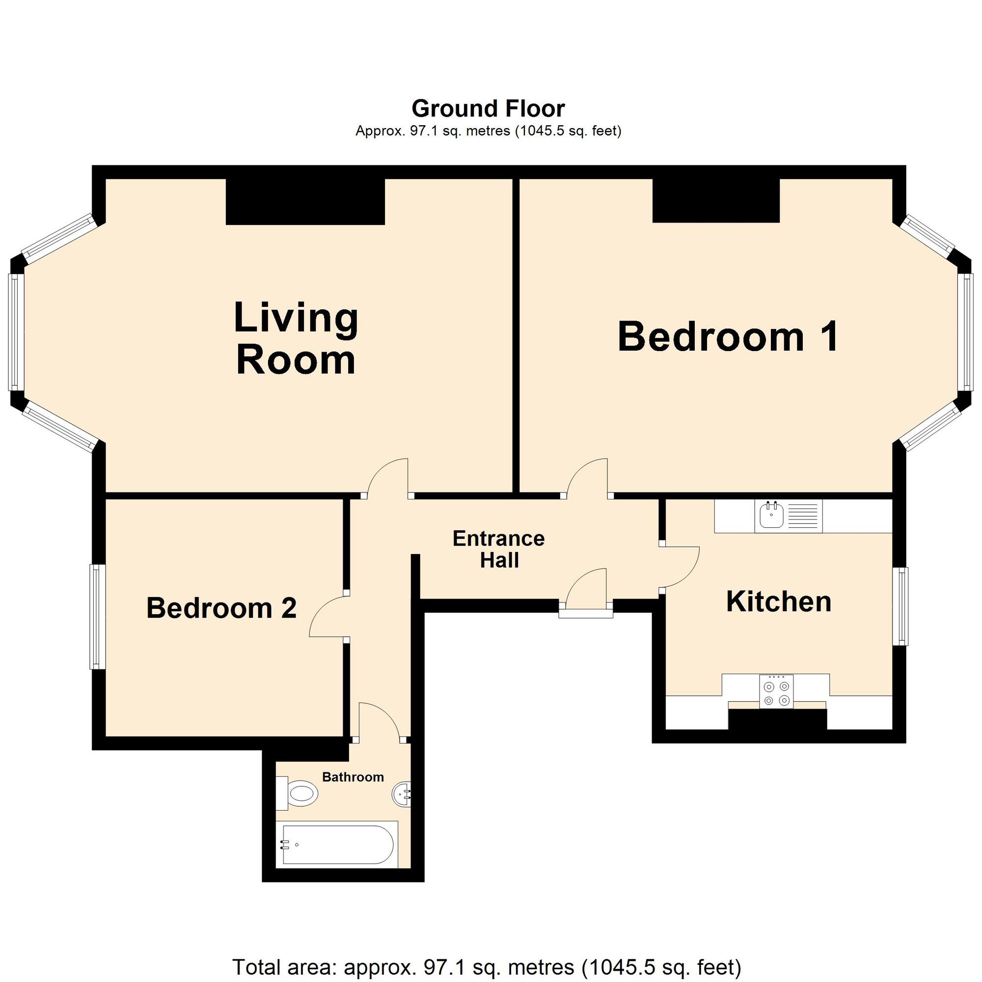 Floorplan of 2 bedroom  Flat for sale, Clifton Crescent, Folkestone, Kent, CT20