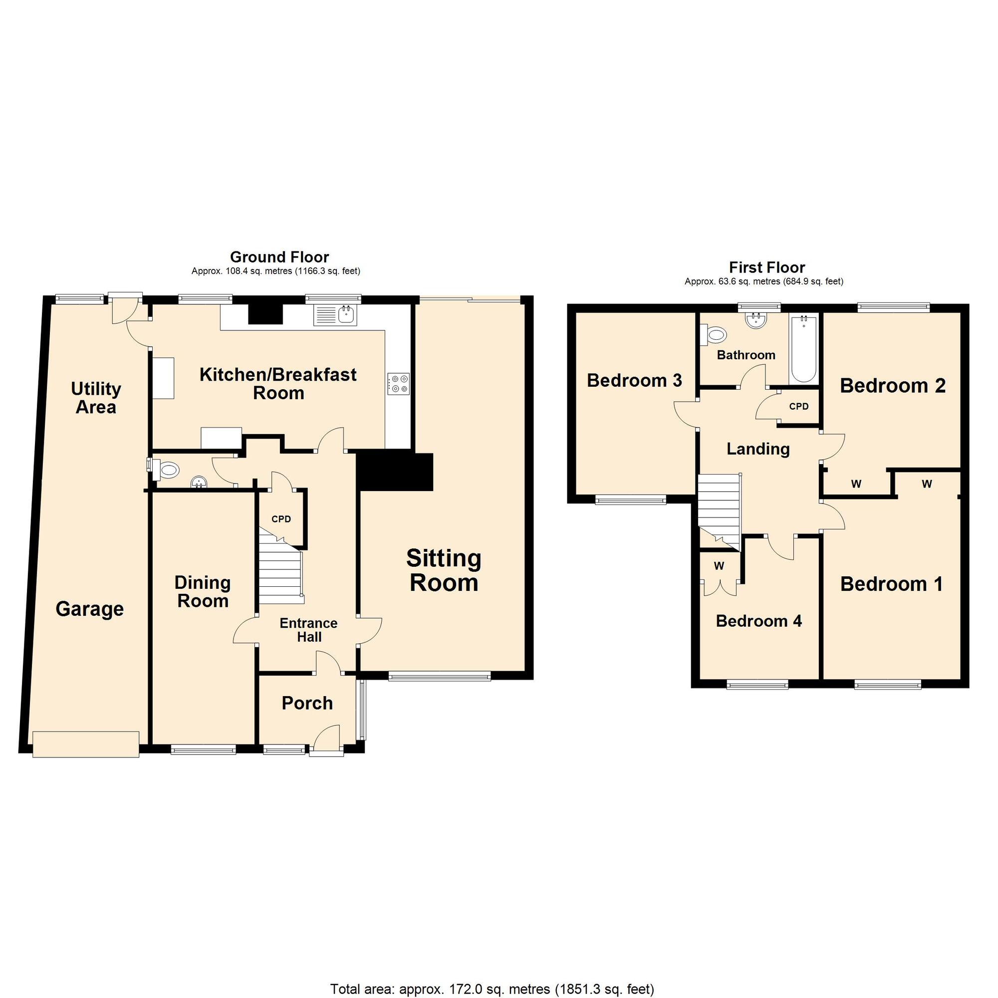 Floorplan of 4 bedroom Detached House for sale, Avereng Gardens, Folkestone, Kent, CT19