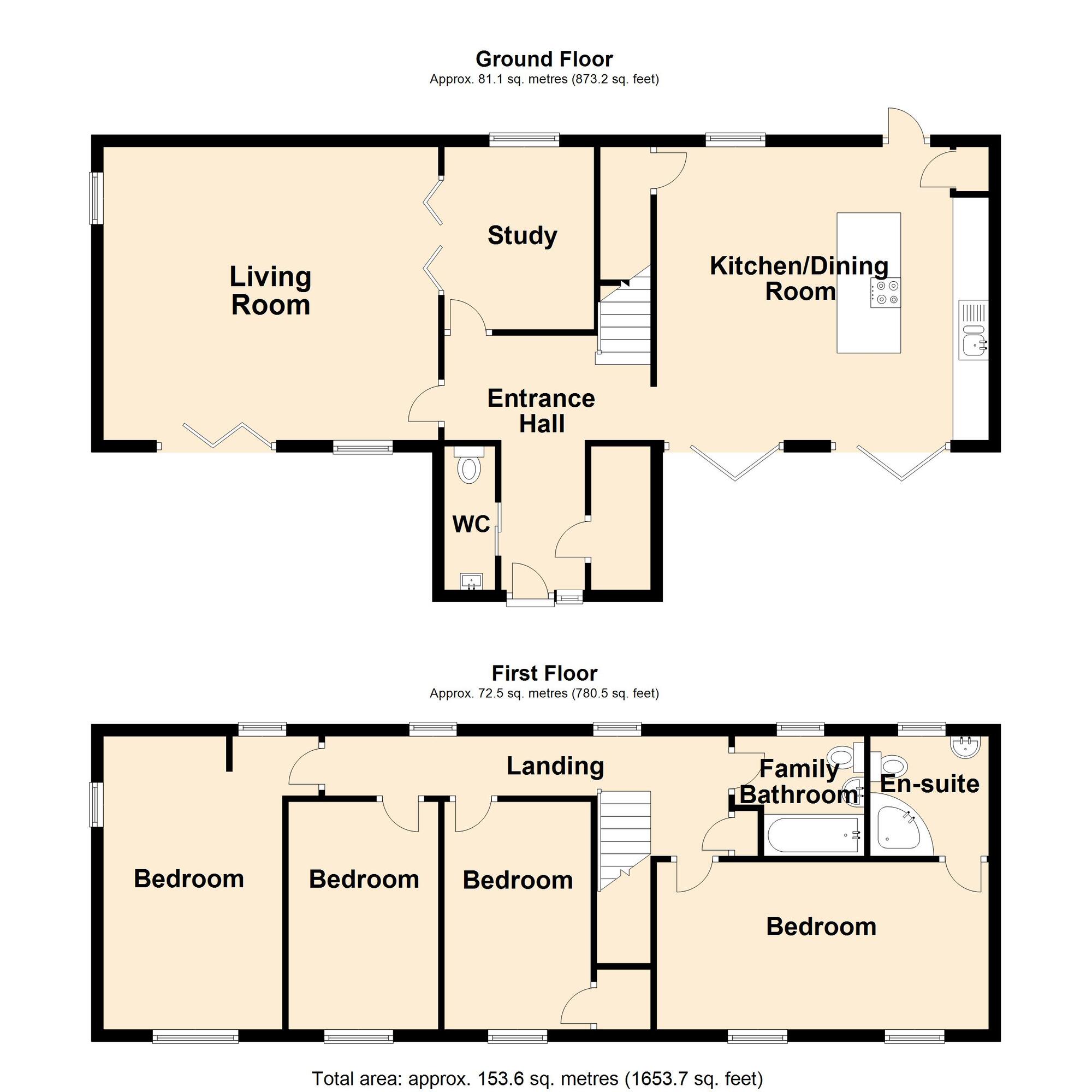 Floorplan of 4 bedroom Detached House for sale, Upper Corniche, Sandgate, Kent, CT20